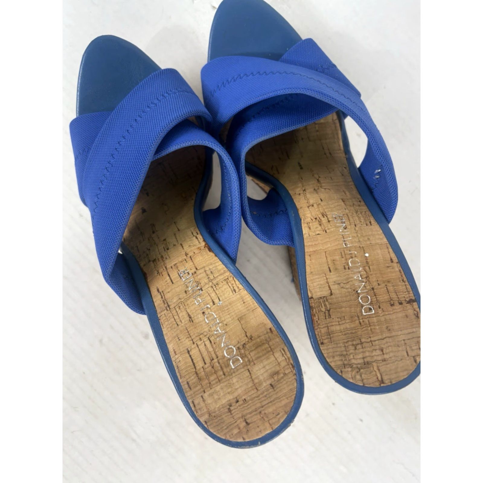Donald Pliner VINTAGE Donald J Pliner Women's Wedge Slides Leather Outsole Blue Casual Summer 90s Size 8.5M Size US 8.5 / IT 38.5 - 5 Thumbnail