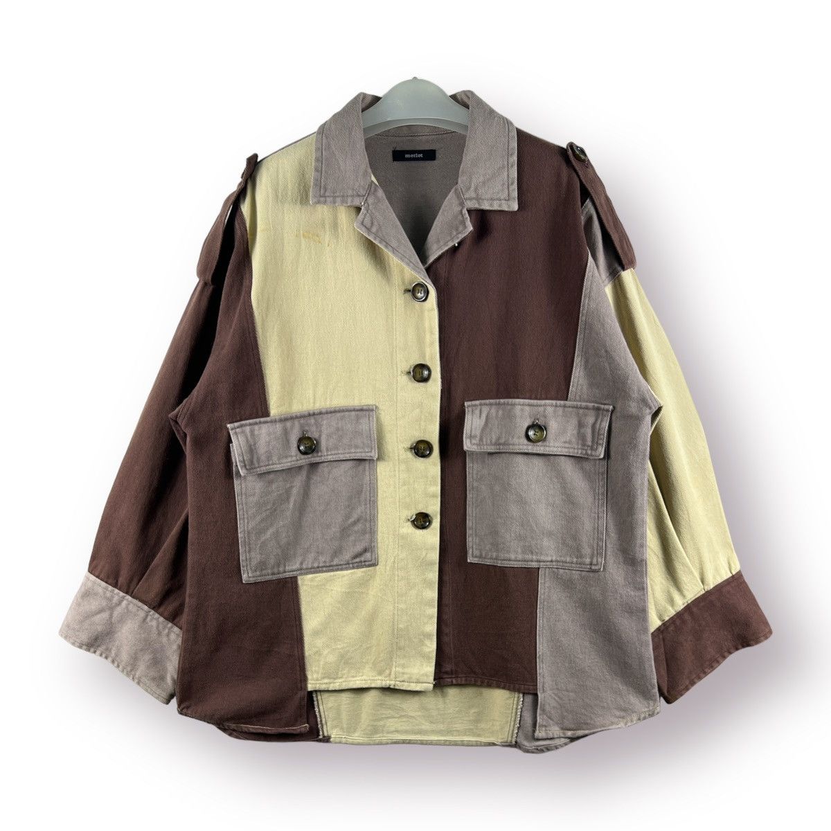 🔥 MERLOT BAGGY DENIM WORKSHIRT COLOR BLOCK