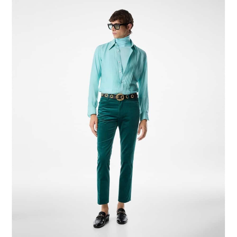 Tom Ford o1loc1c1125 PLPW01 Dyllan Ridged Velvet Pant in Green Size US 38 / EU 54 - 5 Thumbnail