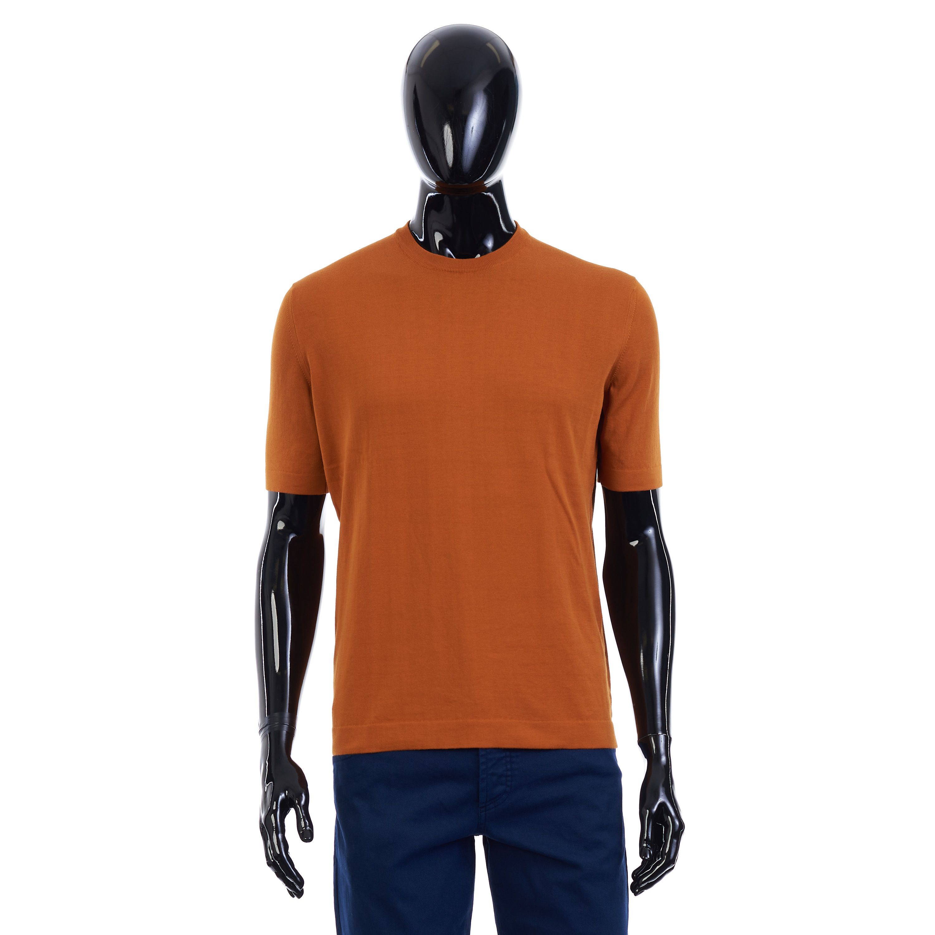 image of Loro Piana Crew-Neck Sweater - Ultrasoft Cotton Knit - Orange Size 46, Men's