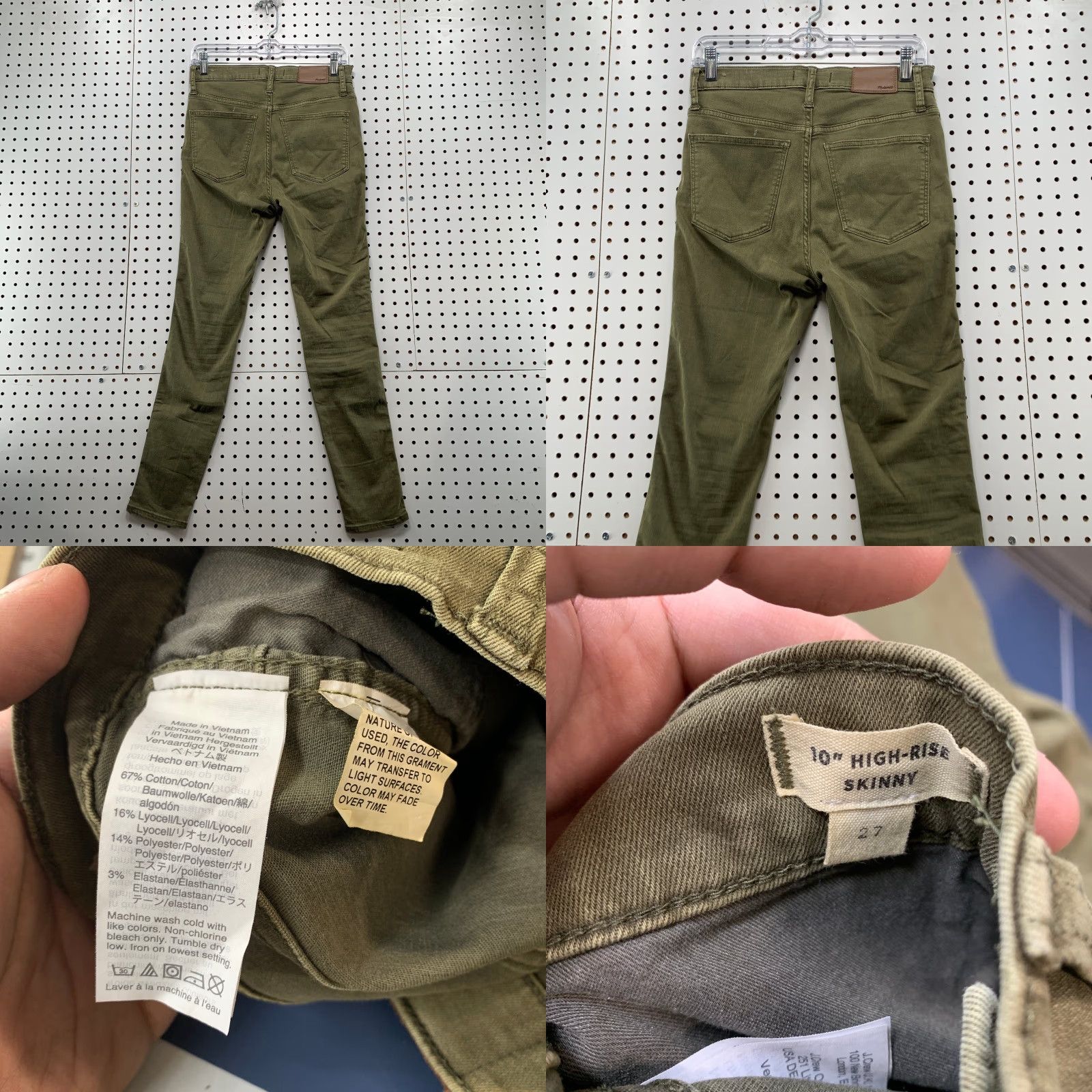 Madewell Madewell Jeans 10" High Rise Skinny Jeans Size 27 Green Denim Pockets Stretch Size 27" / US 4 / IT 40 - 8 Thumbnail