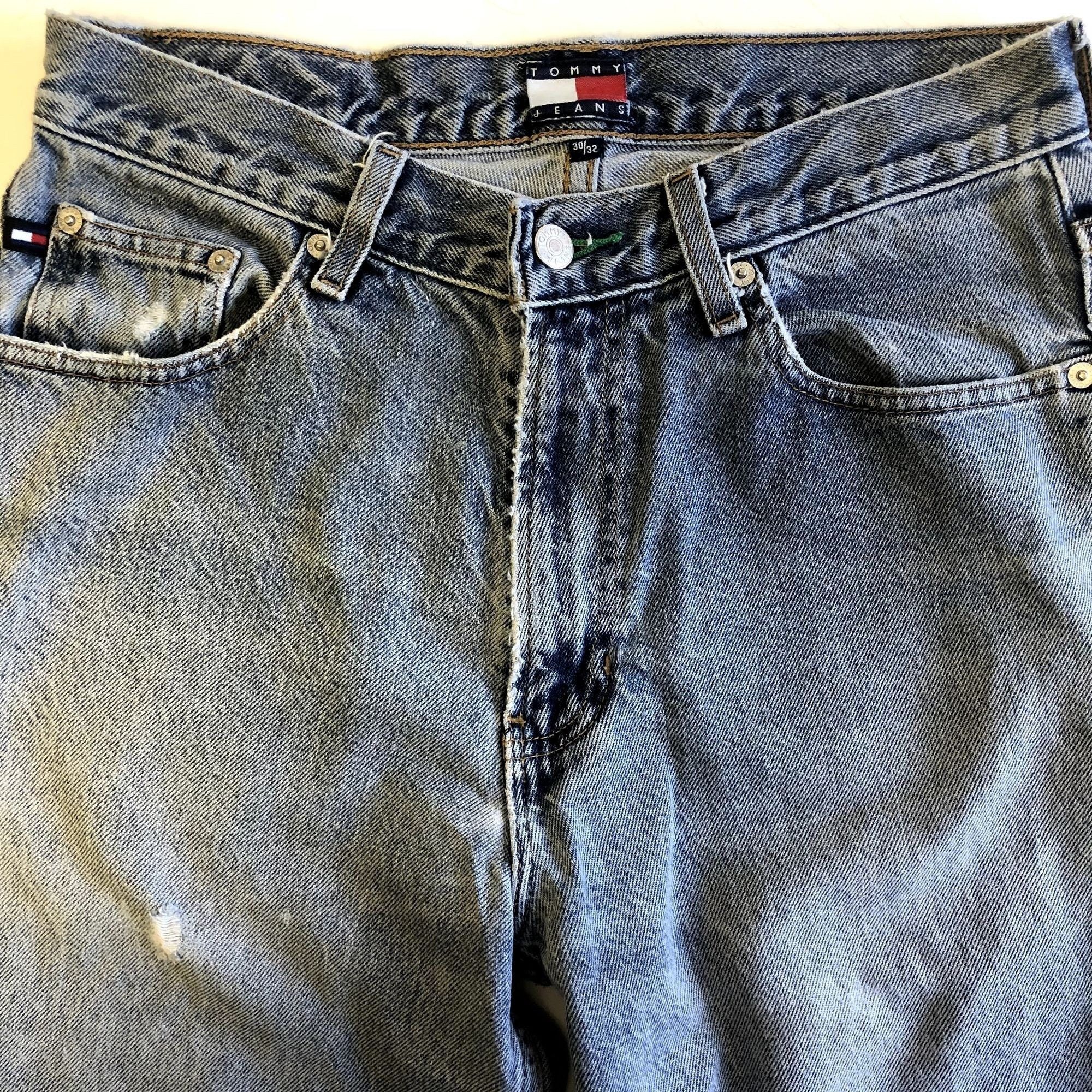 Tommy Hilfiger 80 90's DISTRESSED Blue Jeans Streetwear DENIM SKATER Pants Size US 30 / EU 46 - 5 Thumbnail