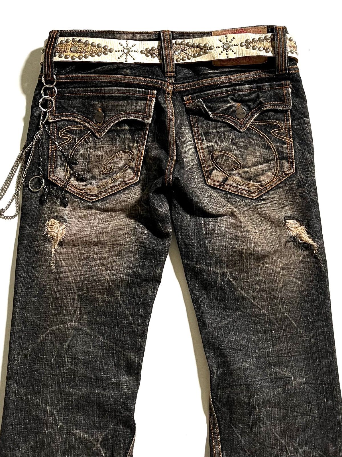 Japanese Brand Casva Distressed Flare Jeans Black Wash Y2K Japanese Brand Size US 32 / EU 48 - 13 Thumbnail