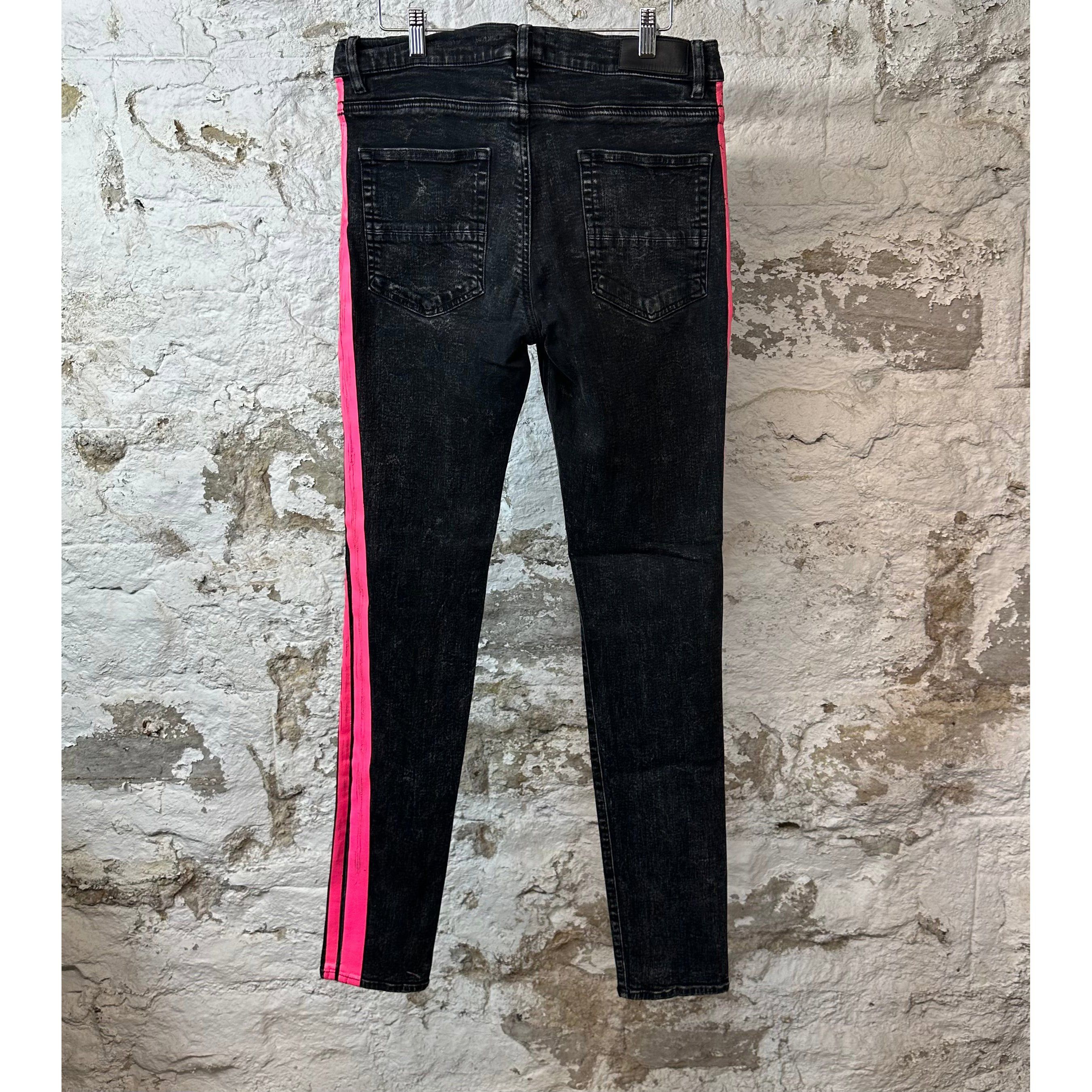 Amiri Amiri Pink Striped Black Denim Jeans Sz 34 Size US 34 / EU 50 - 2 Thumbnail