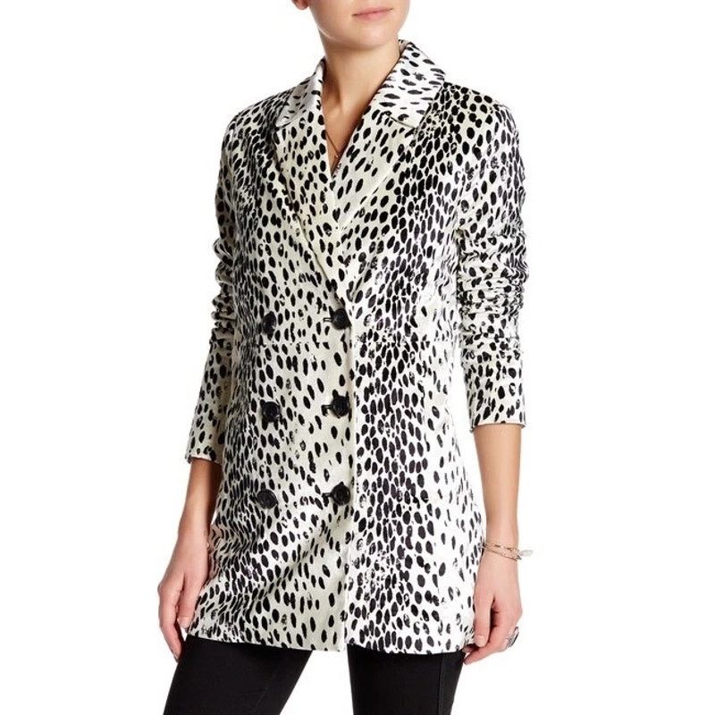 Free People Free People - Black/White Leopard Print Coat - X Small Size XS / US 0-2 / IT 36-38 - 2 Thumbnail