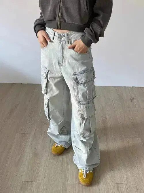 Designer × Japanese Brand × Jean Retro multi-pocket workwear hottie wide-leg jeans Size 27" / US 4 / IT 40 - 3 Thumbnail