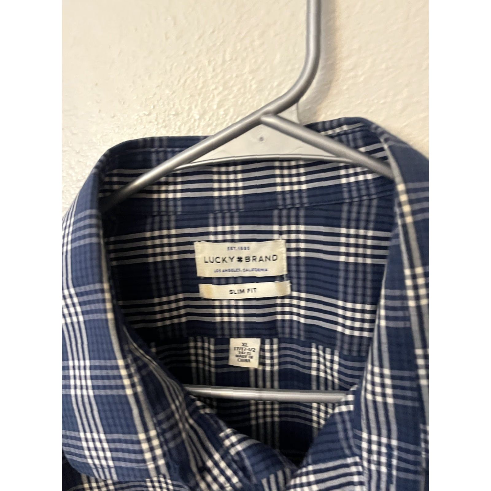 Lucky Brand Lucky Brand Shirt Mens XL Slim Fit Blue White Plaid Long Sleeve Button Up Size US XL / EU 56 / 4 - 2 Thumbnail