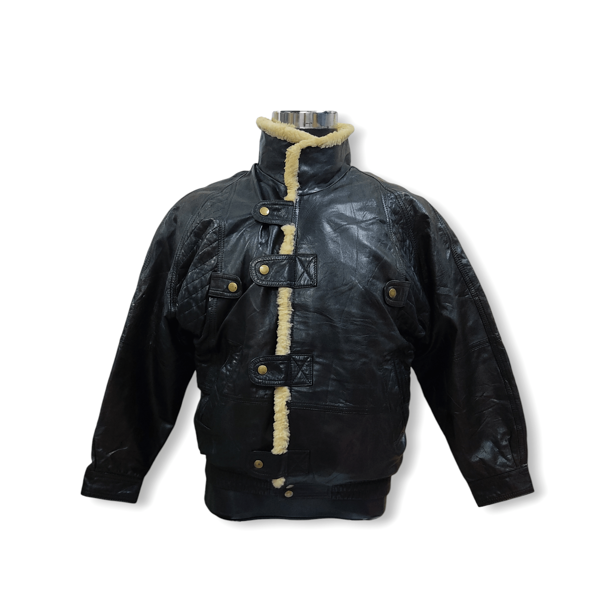 Genuine Leather Vintage 60s Bikers Shearling Fur Lined Leather Jacket Size US M / EU 48-50 / 2 - 1 Thumbnail