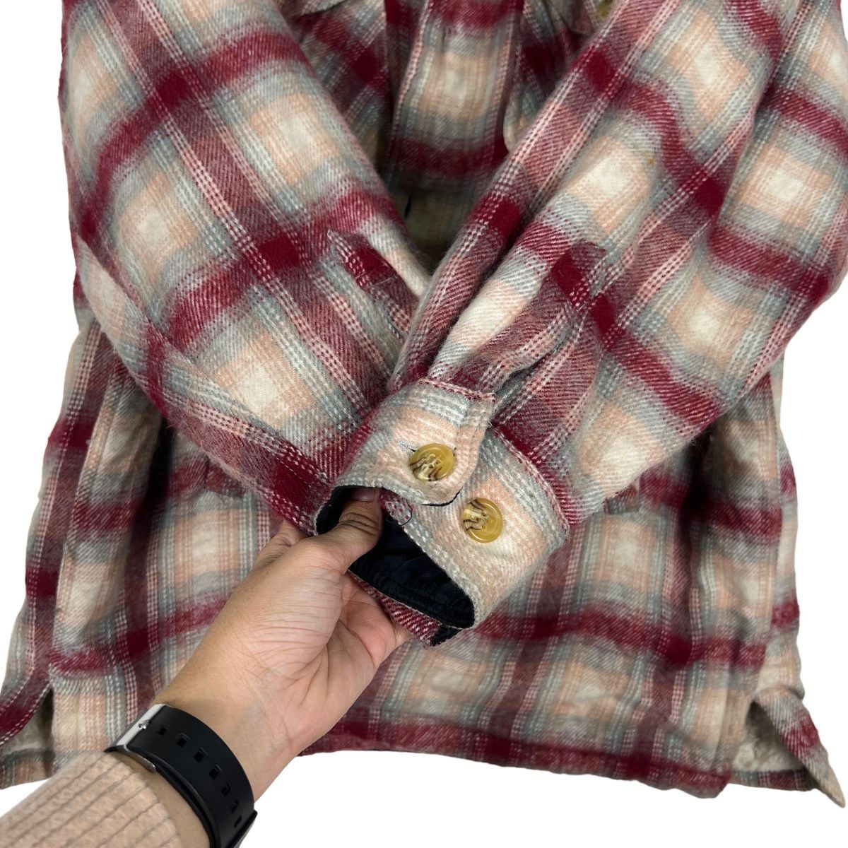 Japanese Brand 🔥 VINTAGE DODGEST PLAID CHECK FLANNEL SHEARLING CPO JACKET Size US L / EU 52-54 / 3 - 13 Thumbnail