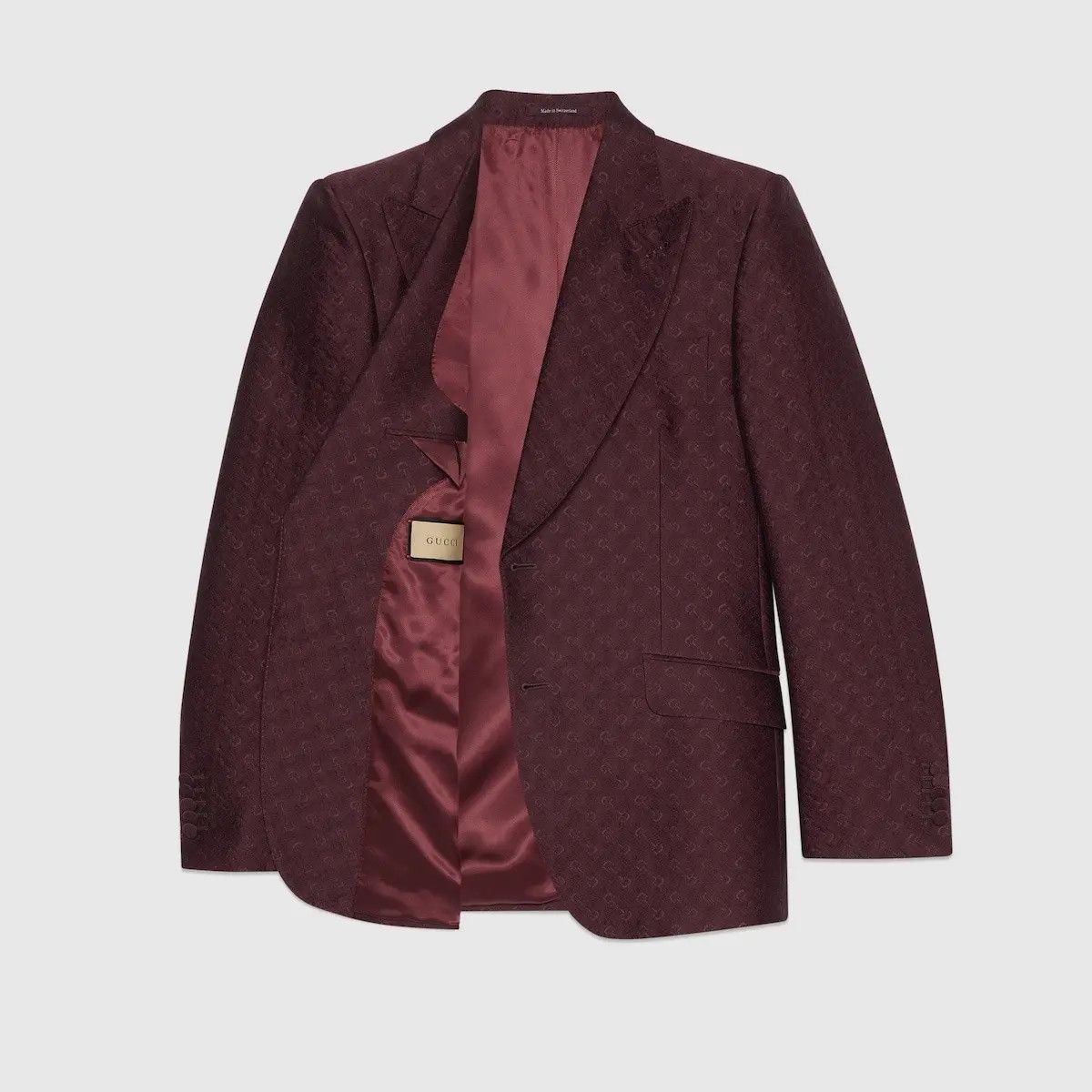 Gucci o1mt1gz0825 Horsebit Wool Silk Jacquard Jacket in Burgundy Size US XL / EU 56 / 4 - 7 Thumbnail