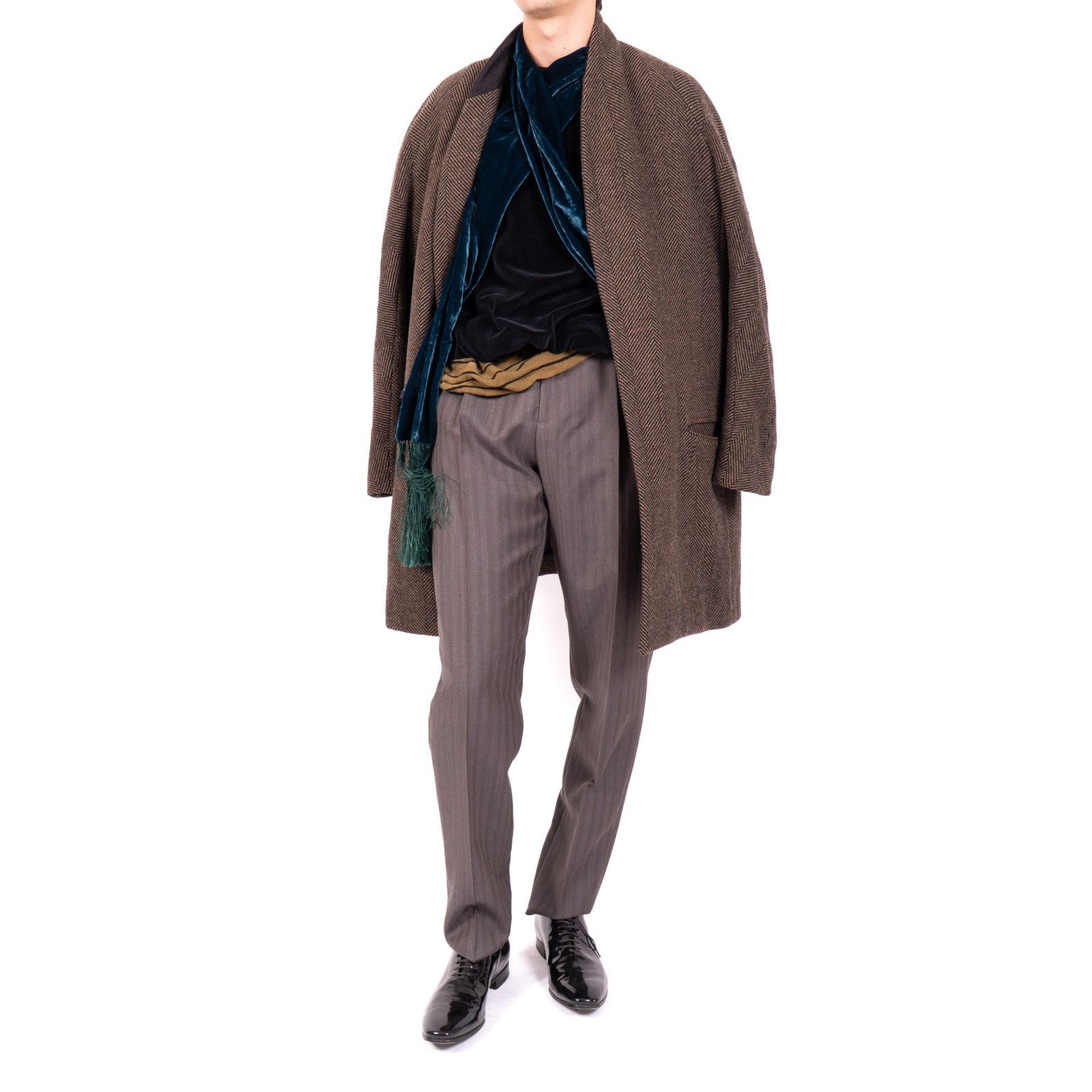 Haider Ackermann FW14 Oversized Coat in Brown Chevron Wool Size US S / EU 44-46 / 1 - 5 Thumbnail