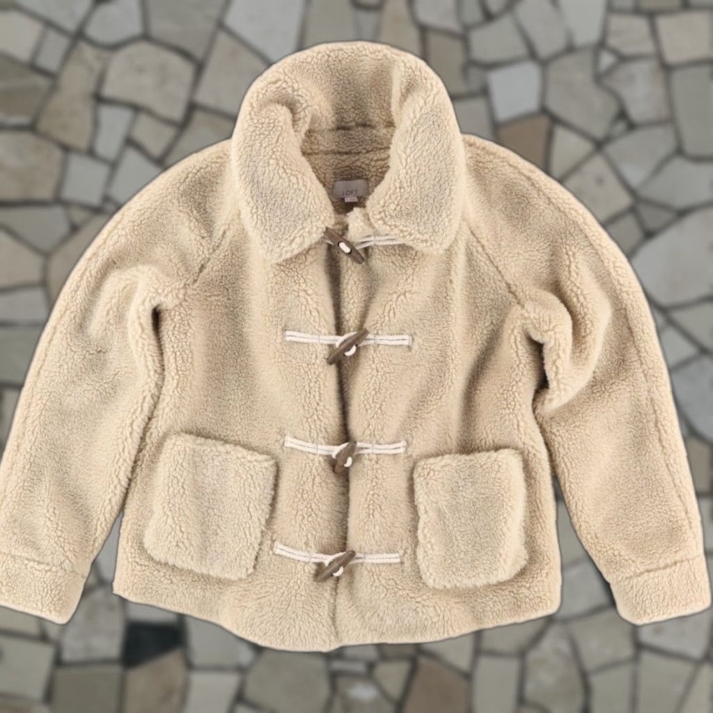 Loft VINTAGE Loft Sherpa Fleece Toggle Coat Jacket Sand Women's S Size S / US 4 / IT 40 - 1 Thumbnail