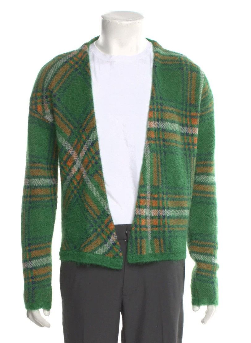 ERL ERL Jacquard Plaid Knit Open Cardigan Green - Size Medium Size US M / EU 48-50 / 2 - 7 Thumbnail