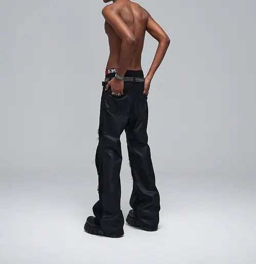 Leather PU Leather Baggy Wide Leg Jeans Size US 32 / EU 48 - 5 Thumbnail