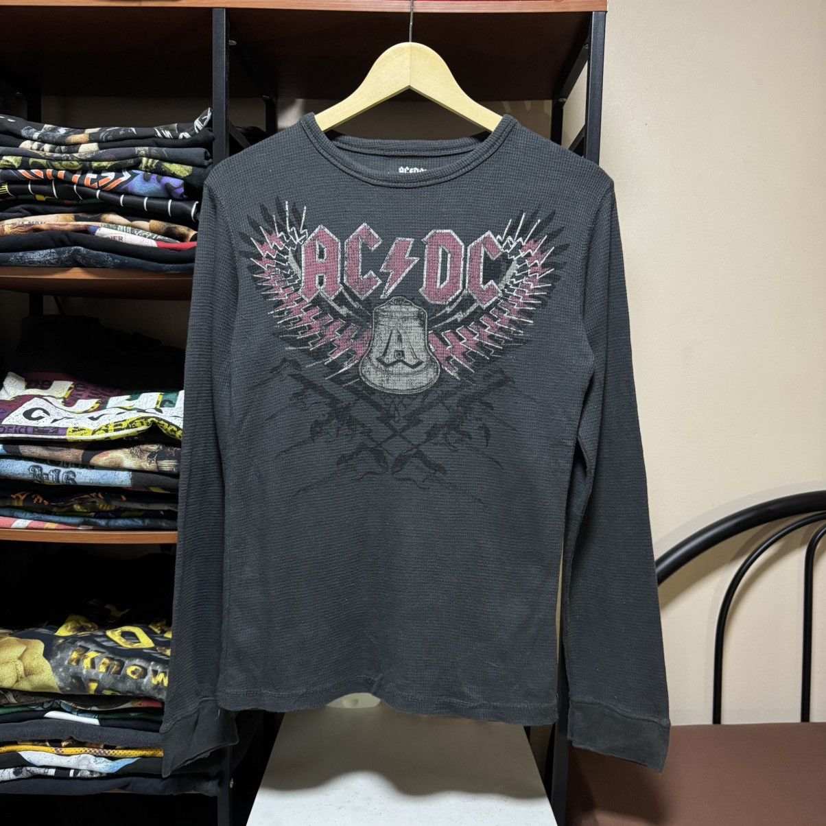 Band Tees × Vintage Y2K ACDC Thermal Long Sleeve Size XS / US 0-2 / IT 36-38 - 1 Thumbnail