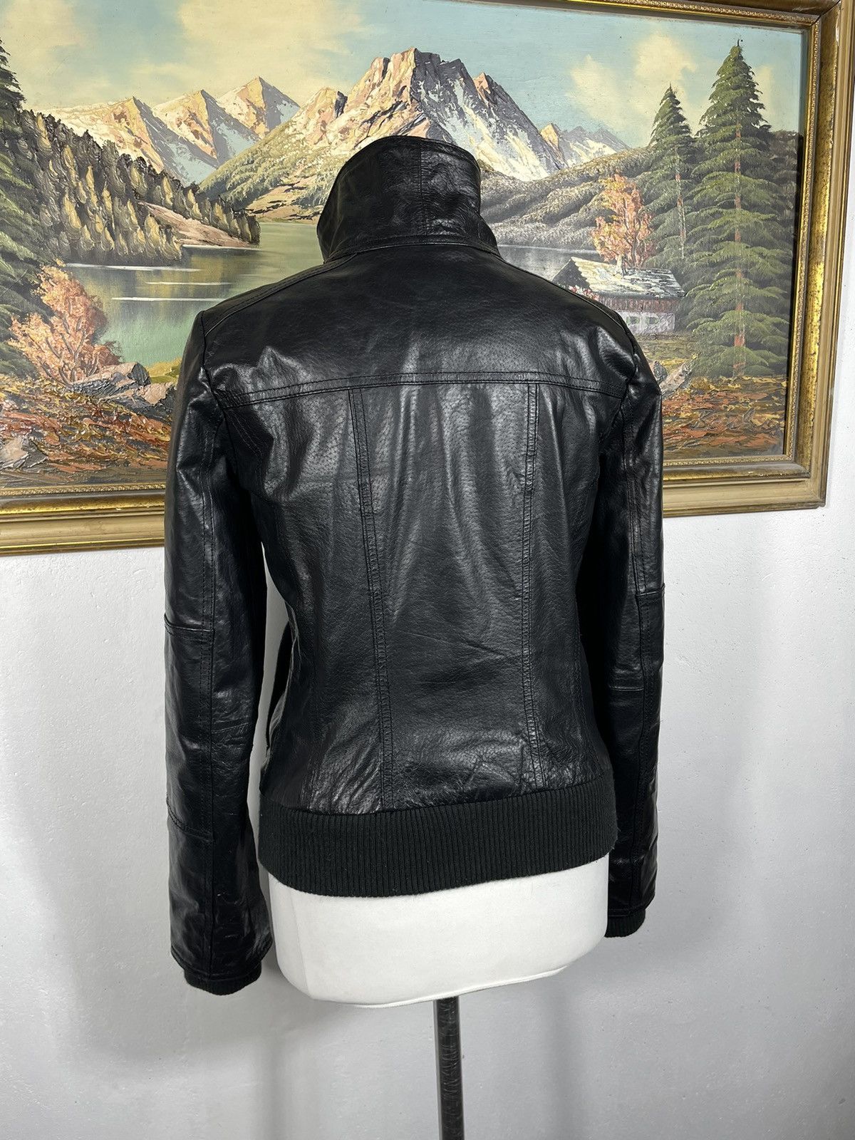 Vintage Vintage Y2k Avant Garde Black Real Leather Bomber Jacket Size S / US 4 / IT 40 - 5 Thumbnail