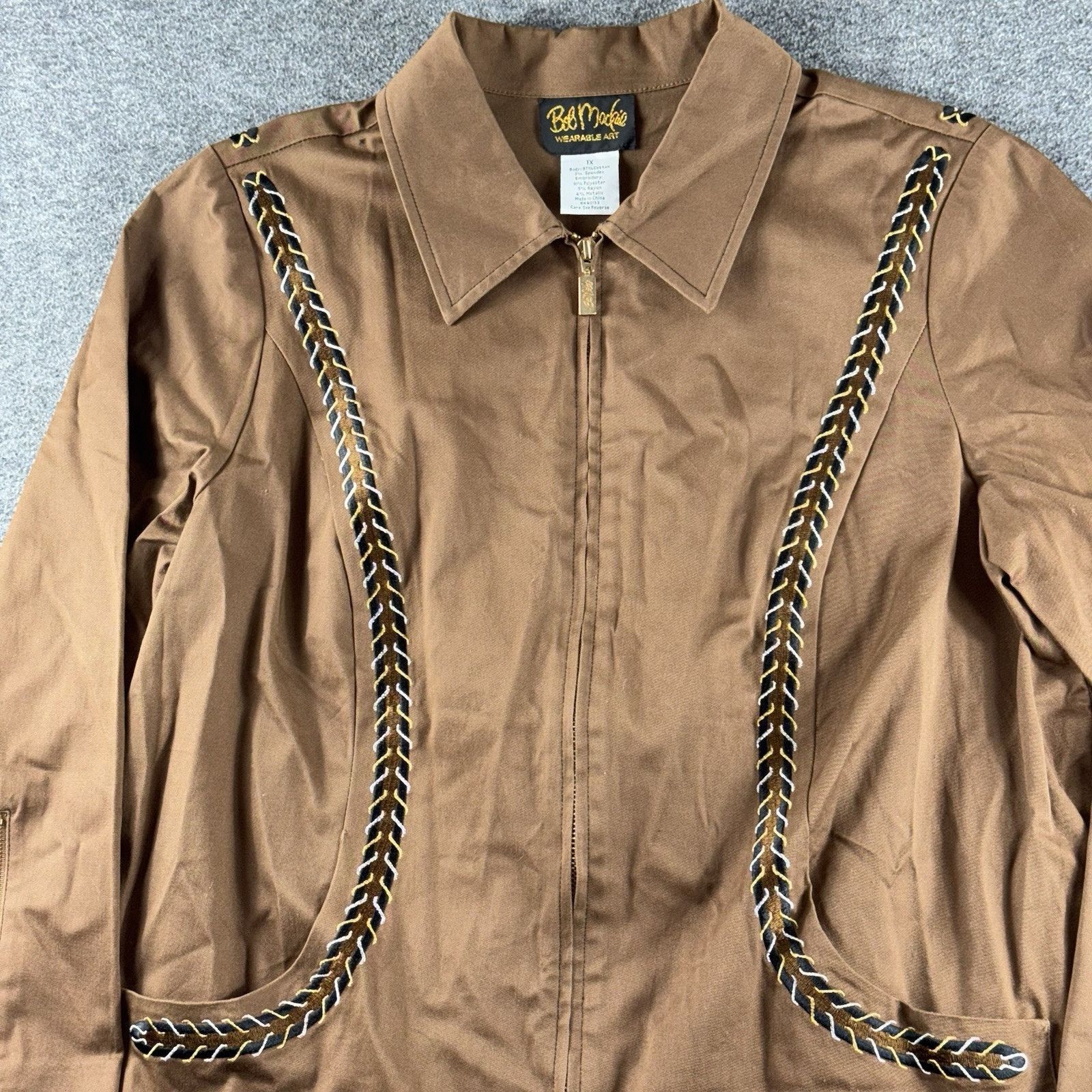 Bob Mackie Bob Mackie Canvas Embroidered Jacket Western Rodeo Boho 1X Size XL / US 12-14 / IT 48-50 - 4 Thumbnail