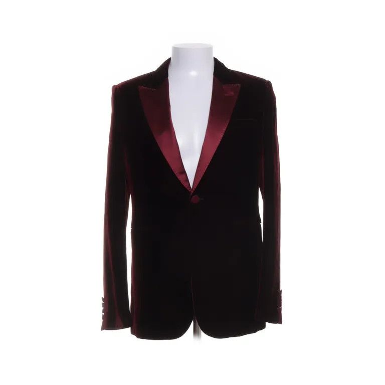 Saint Laurent Paris S/S16 Maroon Velvet Le Smoking Blazer Jacket x Hedi Slimane Size US S / EU 44-46 / 1 - 1 Thumbnail