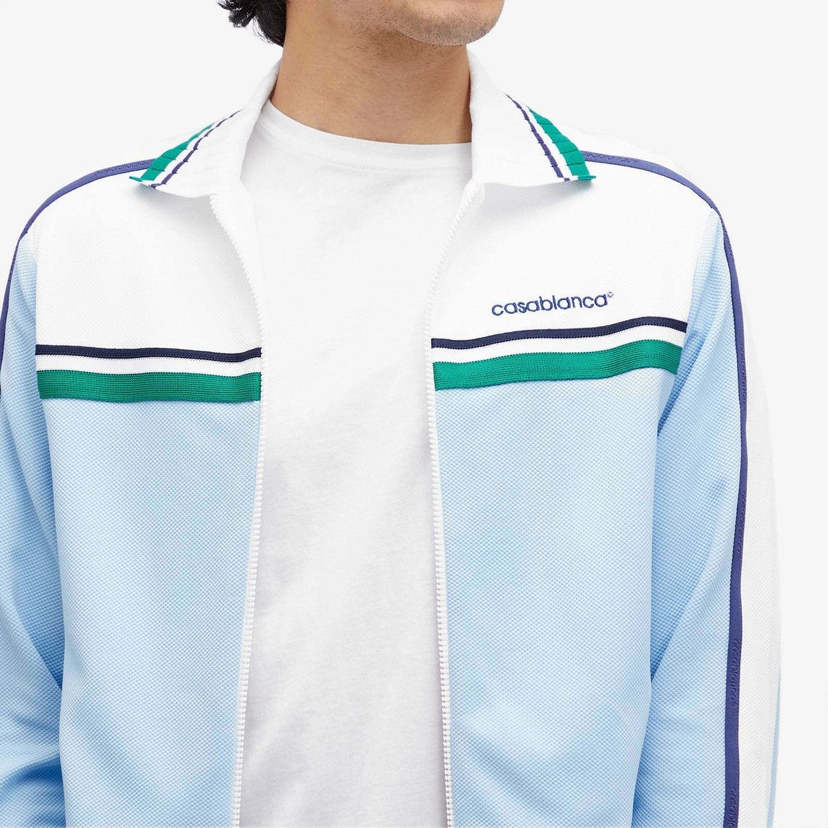 Casablanca o1mle0326 Contrast Yoke Track Jacket in Pale Blue Size US XS / EU 42 / 0 - 4 Thumbnail