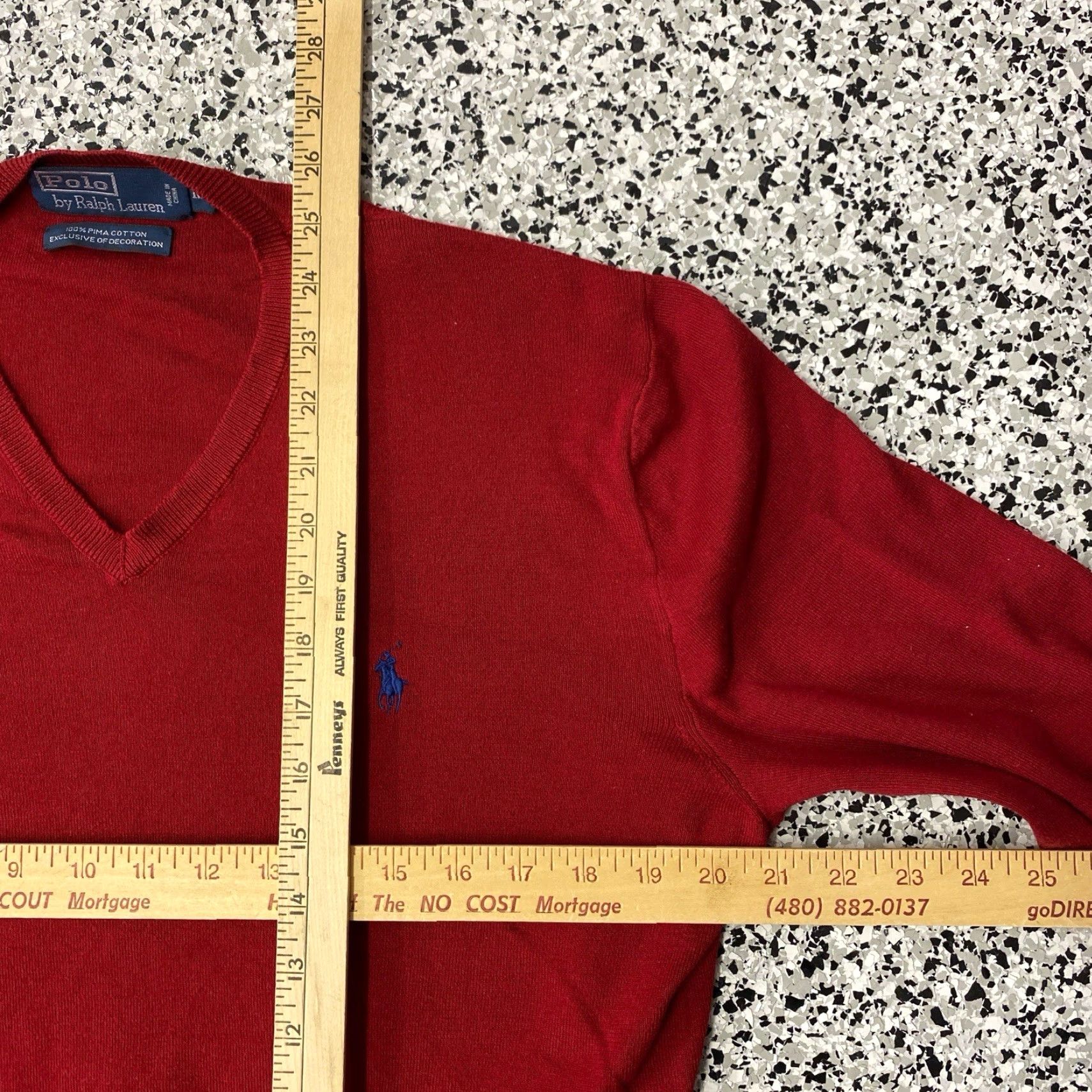 Polo Ralph Lauren VINTAGE Polo Ralph Lauren Sweater Logo Red V-Neck M Cotton Classic 90s Old Money Mens Size US M / EU 48-50 / 2 - 3 Thumbnail