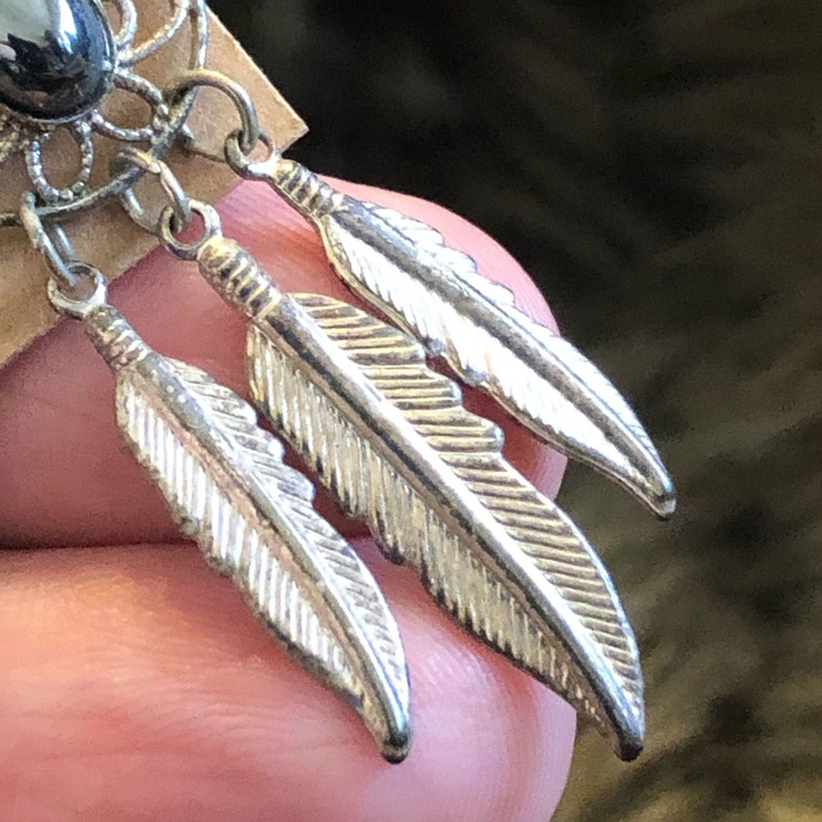 Vintage Vintage silver plated feather hematite earrings Size ONE SIZE - 5 Thumbnail