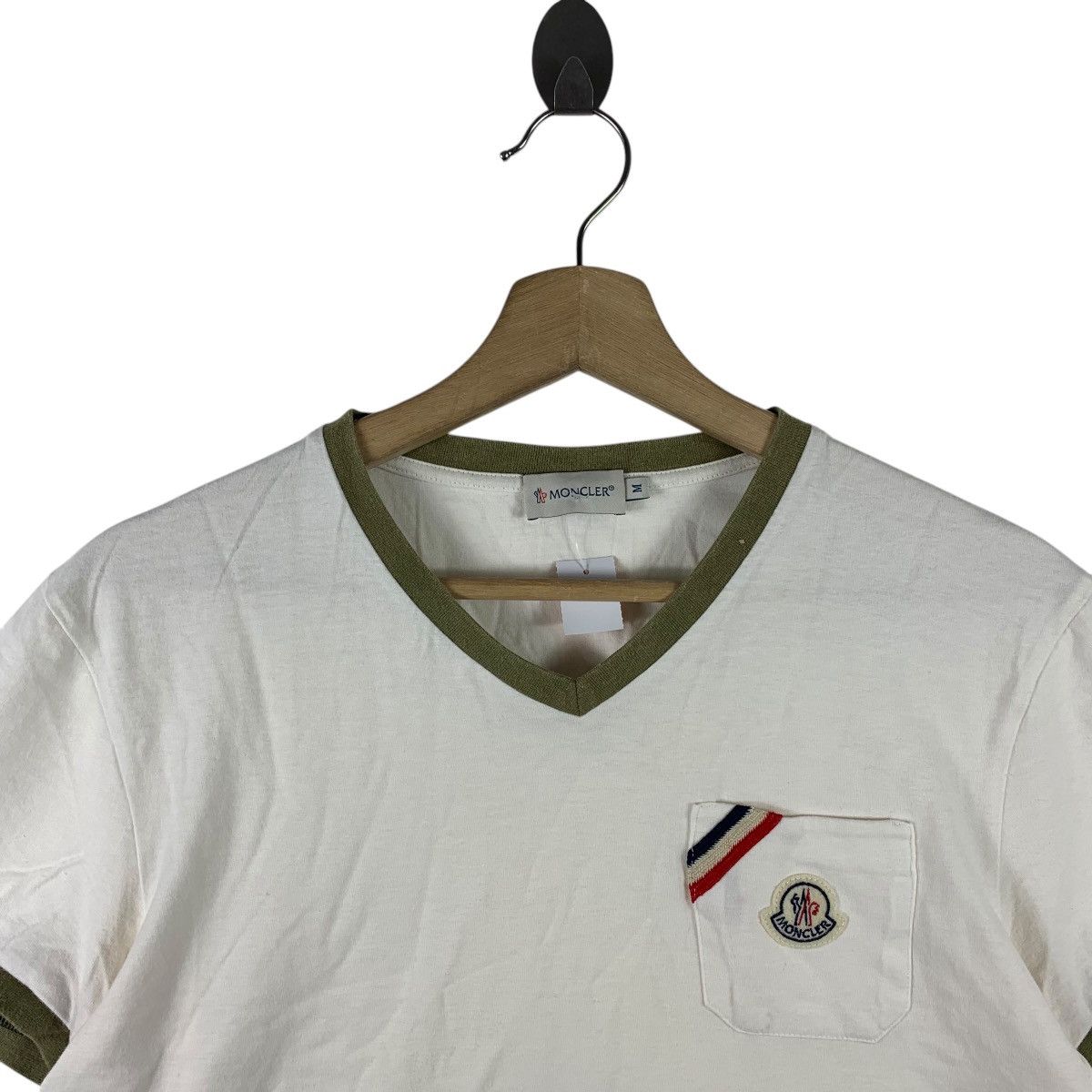 Moncler MONCLER v neck white ringer tee Size US M / EU 48-50 / 2 - 2 Thumbnail