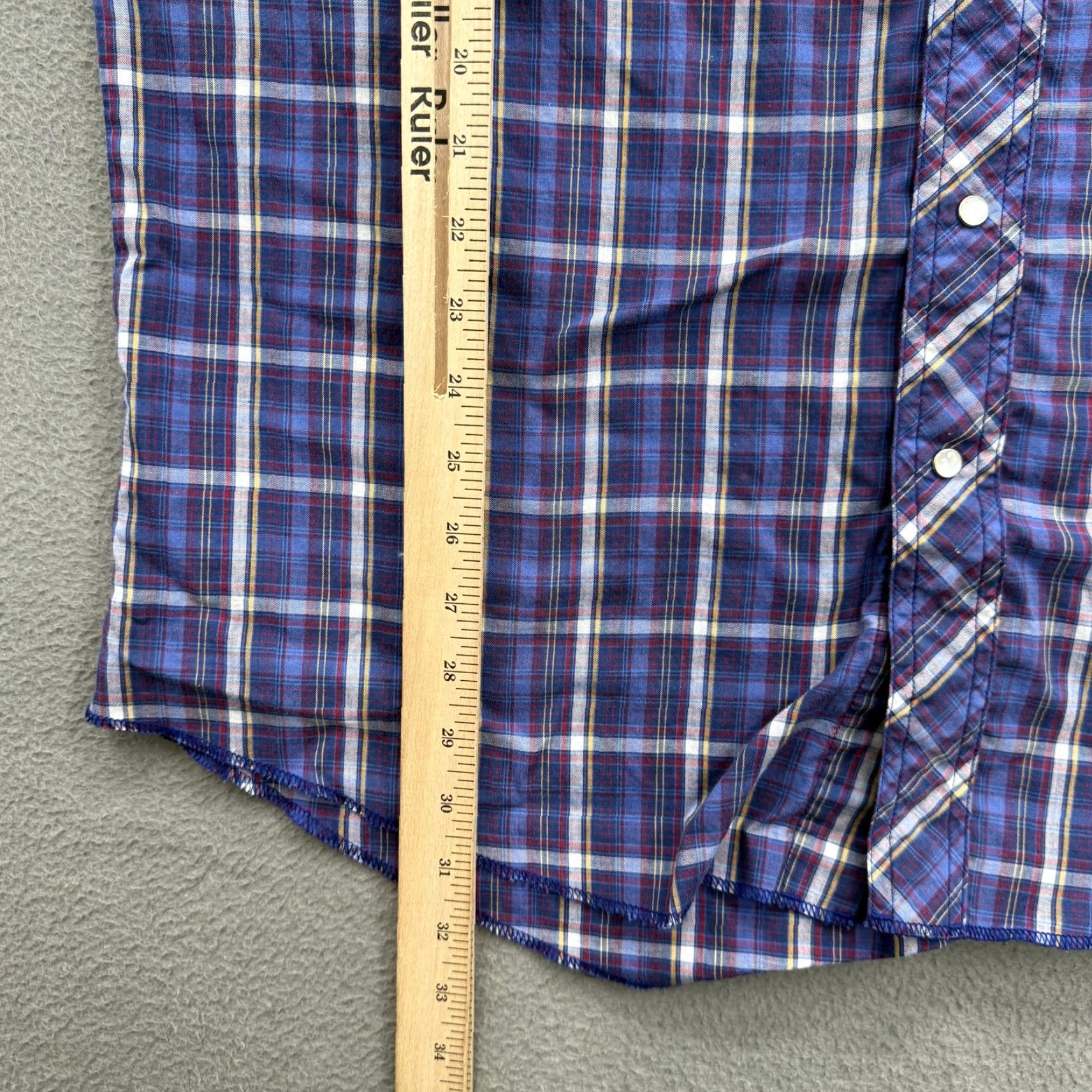 Wrangler Wrangler Shirt Mens XL Blue Plaid Western Pearl Snap Short Sleeve Casual Cowboy Size US XL / EU 56 / 4 - 5 Thumbnail