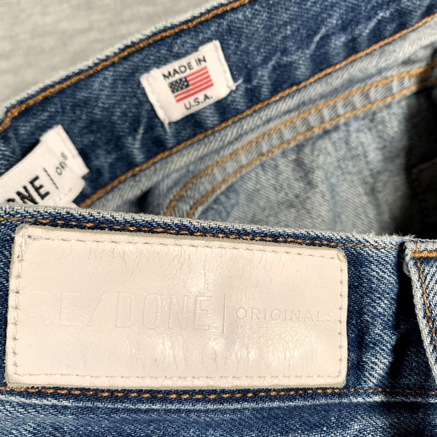 RE/DONE VINTAGE RE/DONE Jeans Womens 25 Blue Medium Wash High Rise Ankle Crop Raw Hem USA Size 42" / US 20 - 7 Thumbnail