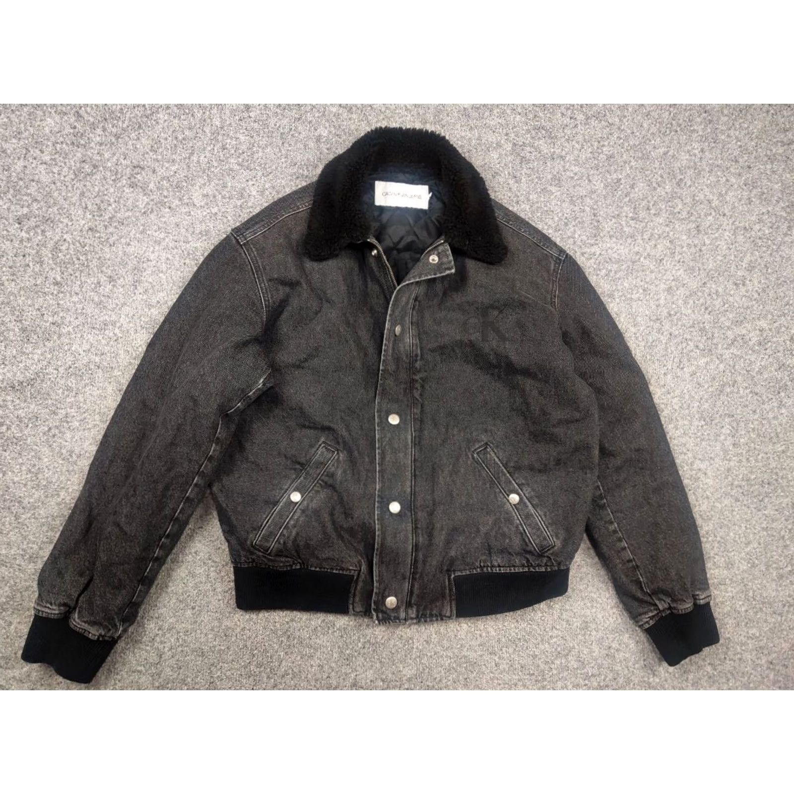Calvin Klein Calvin Klein Jeans Sherpa Flight Bomber Jacket Denim Black Pocket Raf Style Size US 31 - 3 Thumbnail