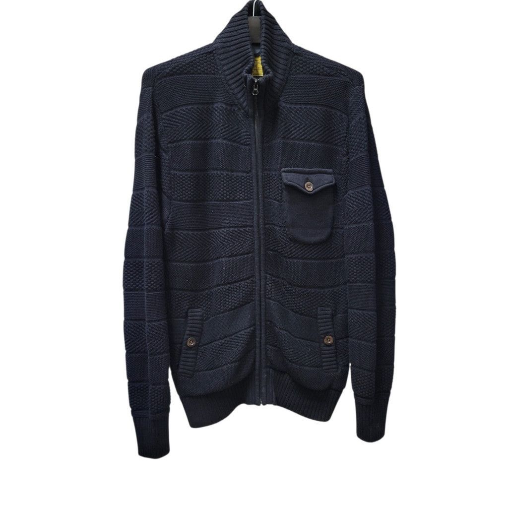 Vintage Vintage 1946 Men Navy Full-Zip Knit Washed & Beaten Cotton Size US M / EU 48-50 / 2 - 8 Thumbnail