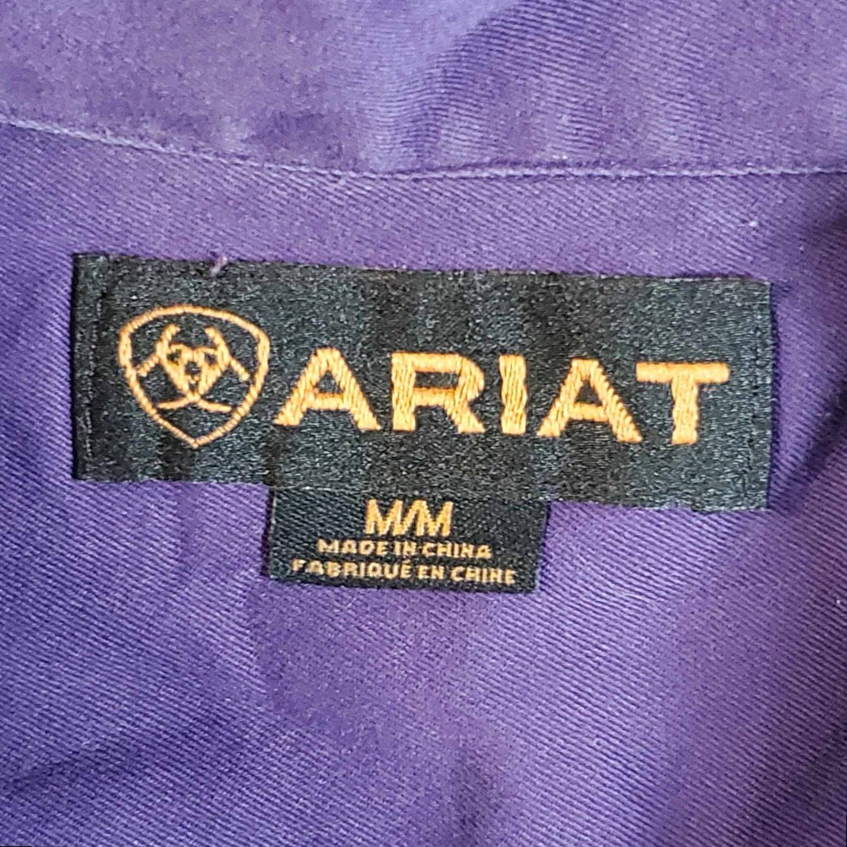 Ariat Ariat Mens Long Sleeve Button Down Shirt M Purple Plaid Button-Up Collared Shirt Size US M / EU 48-50 / 2 - 2 Thumbnail