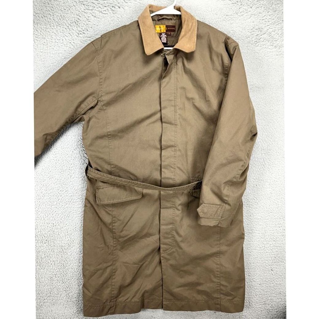 Vintage VINTAGE Territory Reserve Overcoat Mens Large Tan Flannel Lined Barn Trench Coat Belted Size US L / EU 52-54 / 3 - 2 Thumbnail