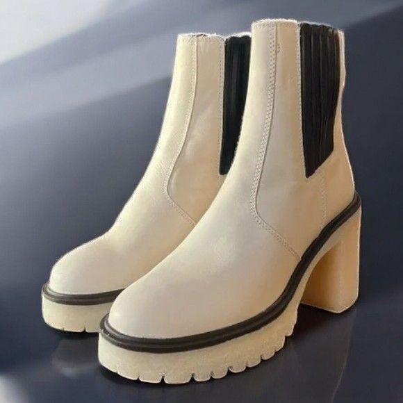 Free People Free People Women White James Chelsea Boot Chunky Heel NEW Size US 8 / IT 38 - 11 Thumbnail