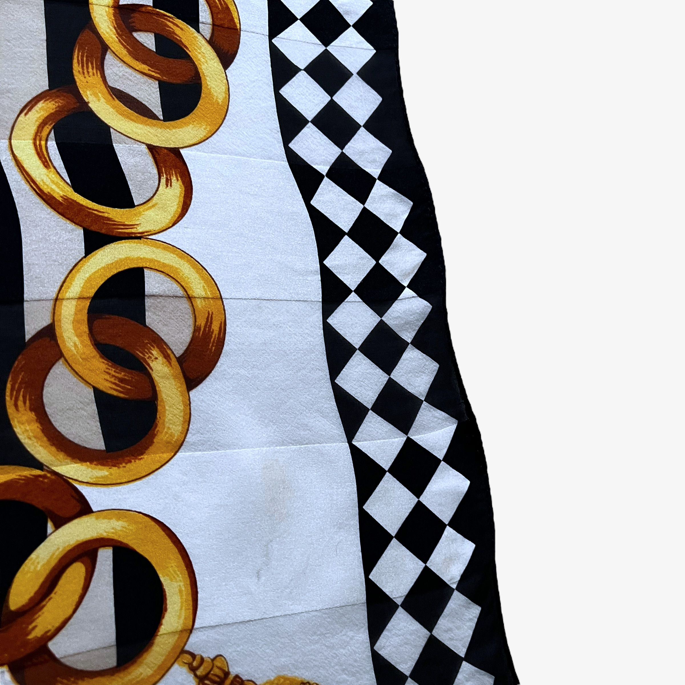 Paolo Gucci Vintage 80s Paolo Gucci Gold Ring & Striped Silk Scarf Size ONE SIZE - 5 Thumbnail