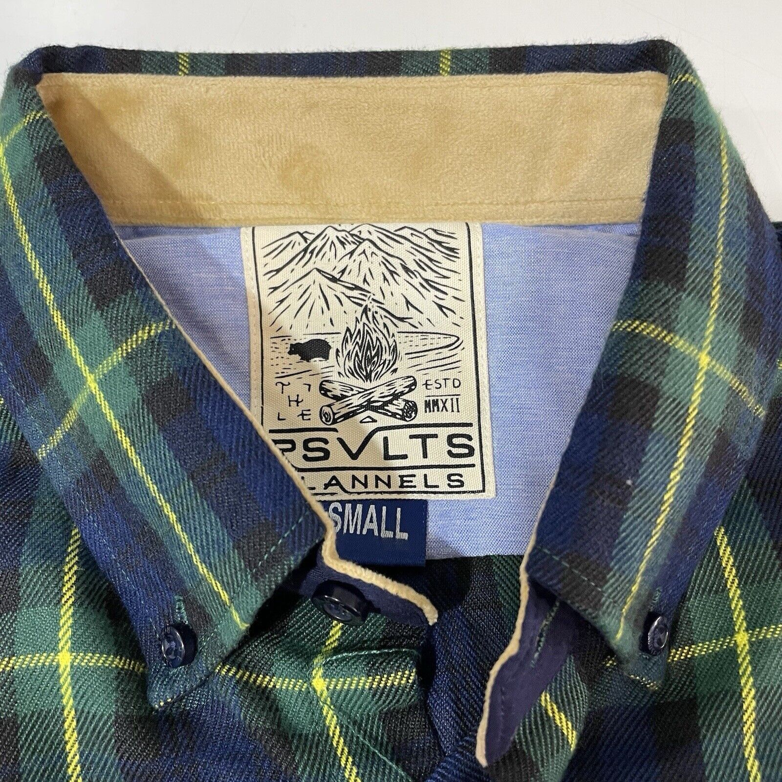 RVLT RSVLTS Men’s Gordon Modern Flannel Small Plaid Button Shirt Size US S / EU 44-46 / 1 - 3 Thumbnail