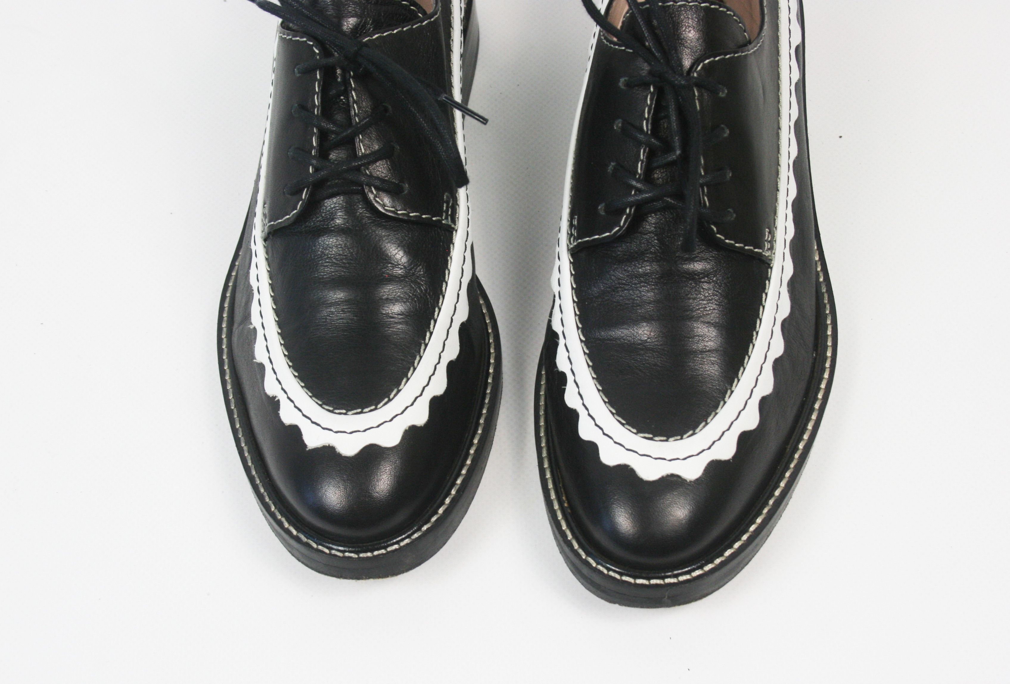 Alexa Chung AC-30 Scallop-edge Leather Derby Shoes Size US 8 / IT 38 - 4 Thumbnail