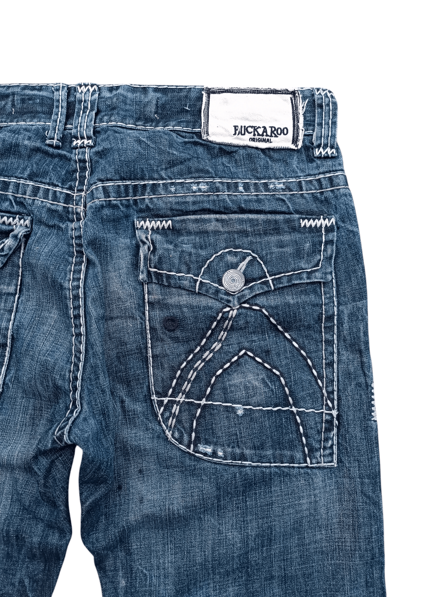 Japanese Brand FLARED💥BUCKAROO DISTRESSED DENIM PANT Size US 35 - 19 Thumbnail
