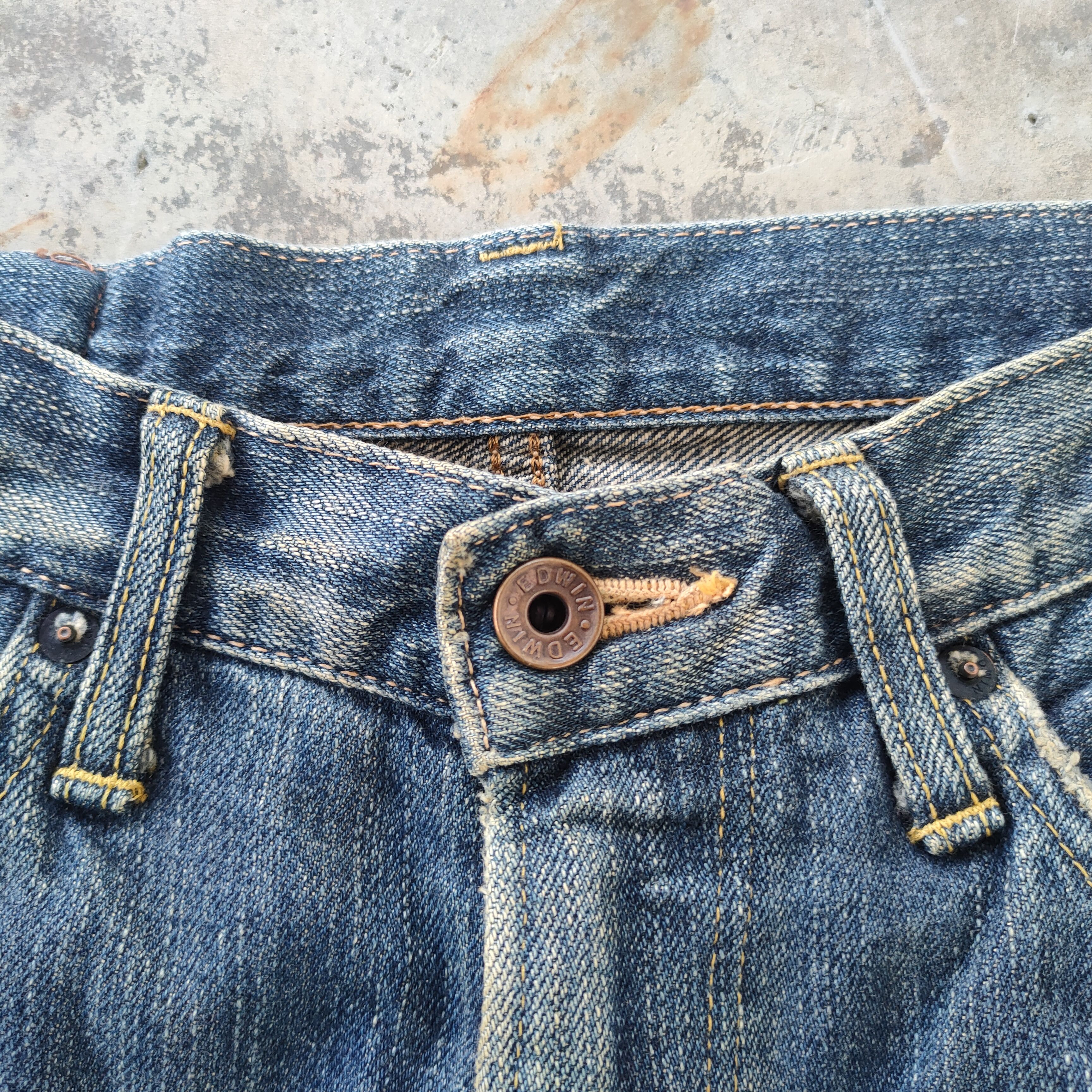 Edwin VINTAGE EDWIN SELVEDGE ORG TAG FADED DISTRESSED JEANS DENIM Size US 30 / EU 46 - 6 Thumbnail