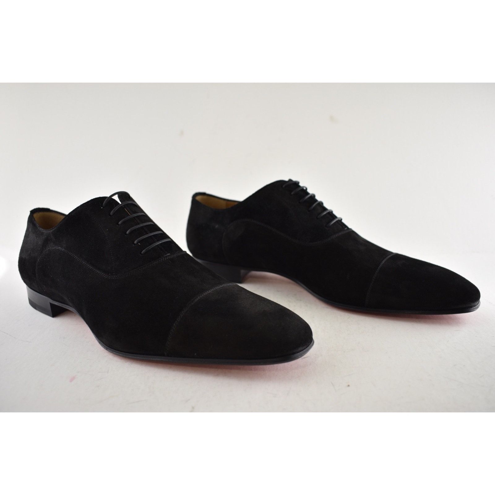 Christian Louboutin Mens Greggo Flat Black Suede Oxford Dress Loafer 44.5 11.5 Size US 11.5 / EU 44-45 - 4 Thumbnail