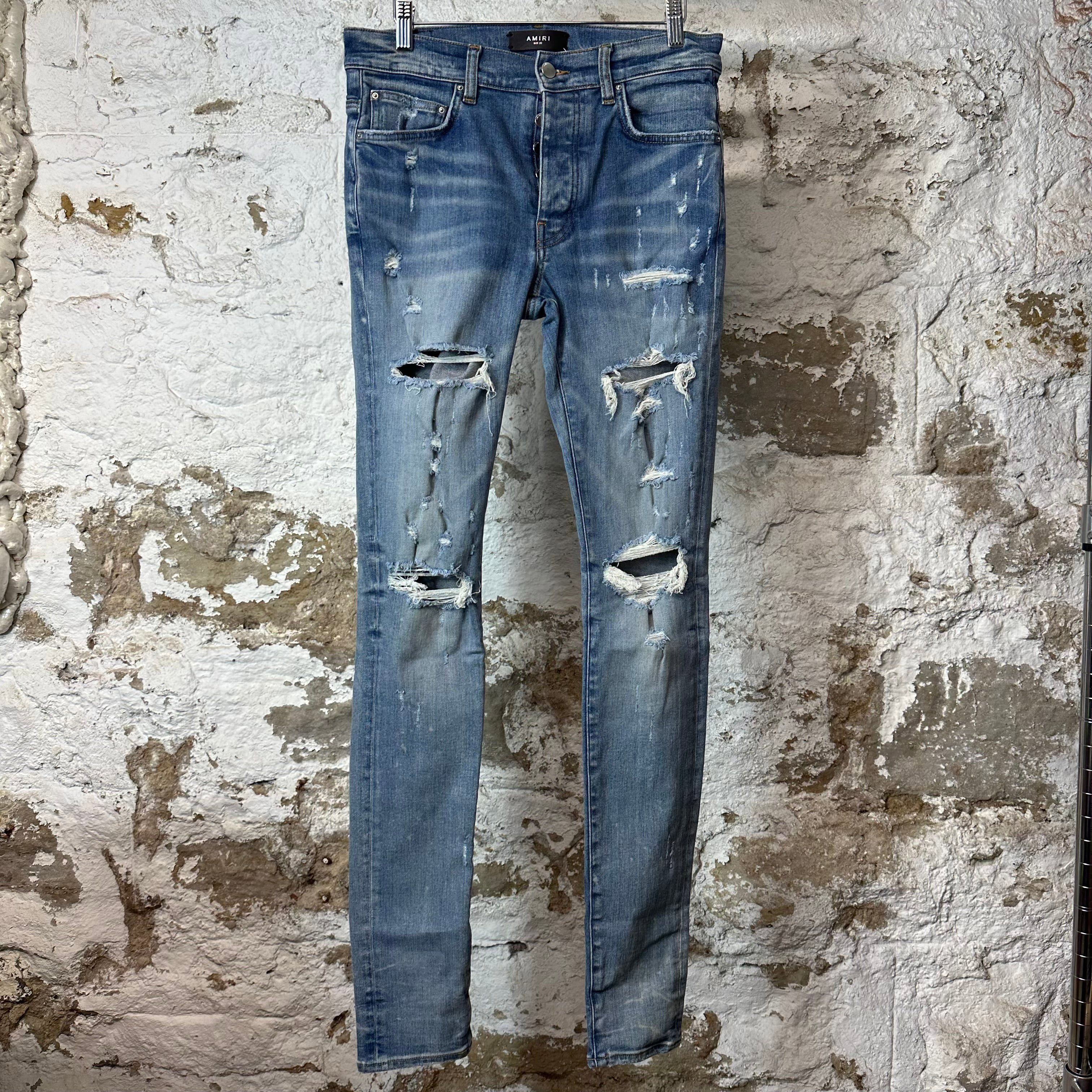 Amiri Amiri Distressed Plain Blue Denim Jeans Sz 30 | Grailed