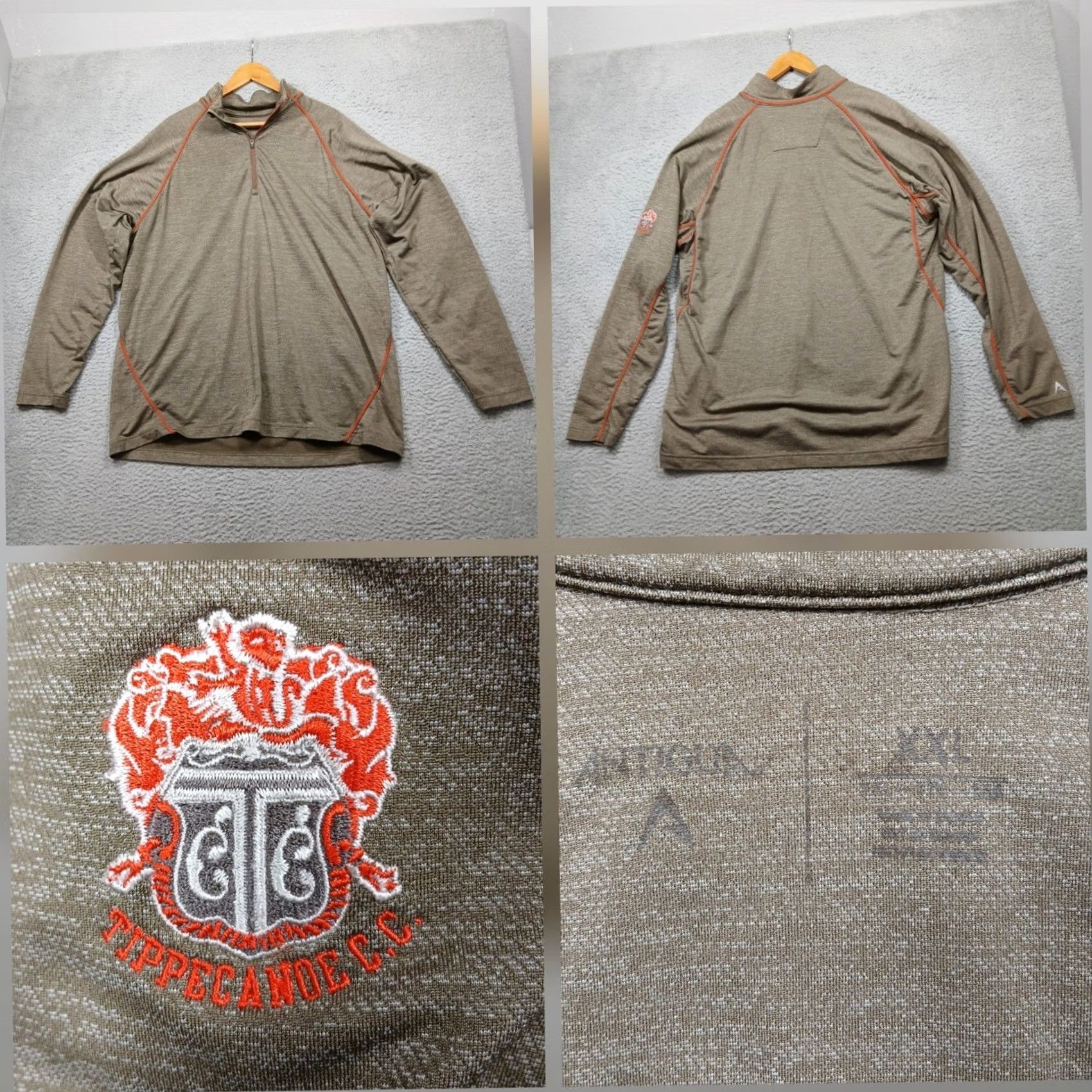 Vintage Cabella's Pullover Shirt Mens 2XL Zip Mock Neck 1/4 Long Sleeve Brown Heathered Knit Polyester Golf Activewear Size US XXL / EU 58 / 5 - 2 Thumbnail