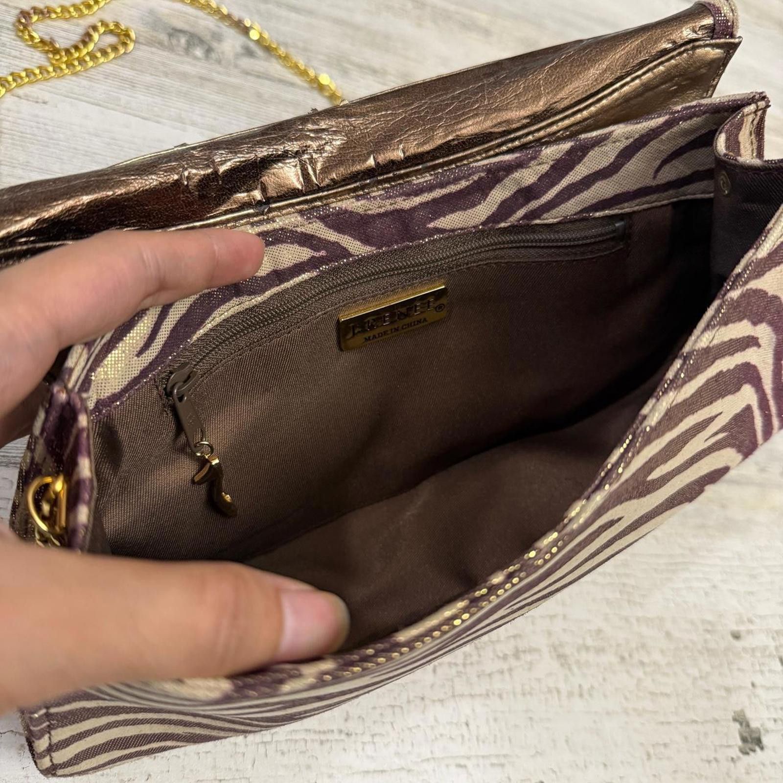 Designer J Renee Zebra Print Gold Chain Crossbody Size ONE SIZE - 5 Thumbnail