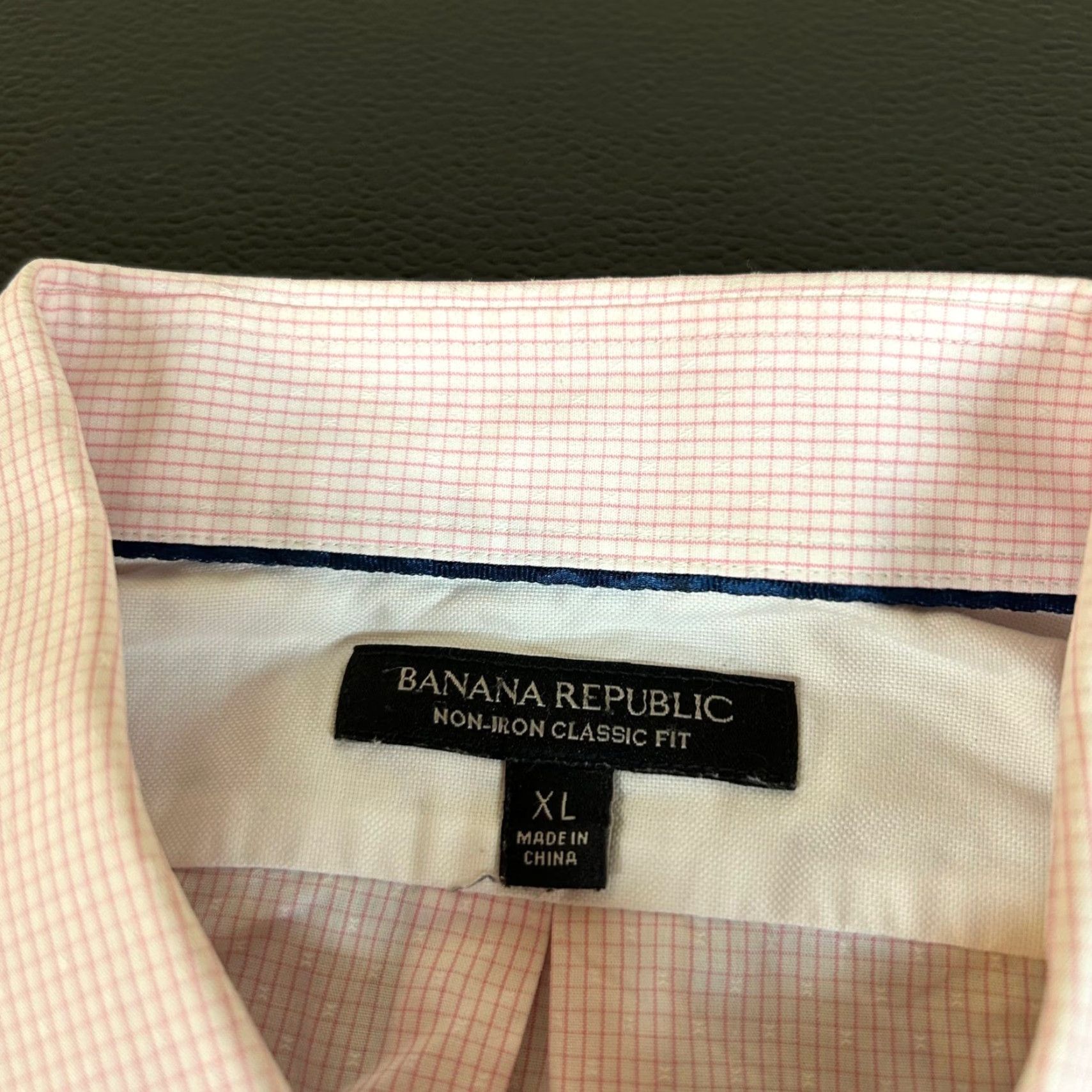 Banana Republic VINTAGE Banana Republic Dress Shirt Pink Check Mens XL Non-Iron Classic Fit Button-Up Long Sleeve Size 46R - 2 Thumbnail