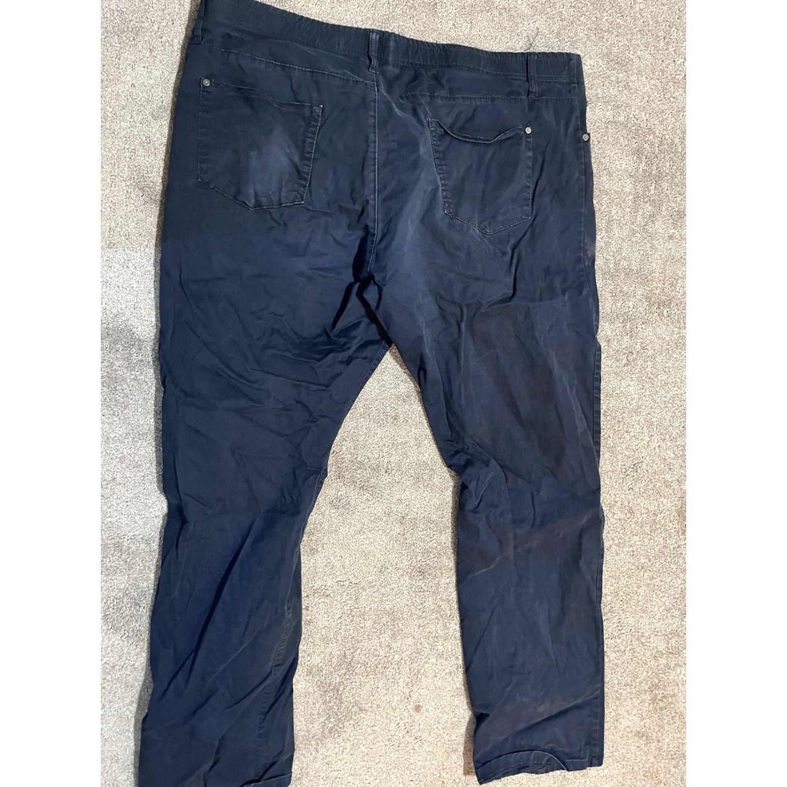 PD&C PD&C Pants Mens 42x32 Casual Chino Flat Front Navy Blue Slim Tapered Regular 42in Blue Cotton Chino Pants Mens Size US 42 / EU 58 - 3 Thumbnail