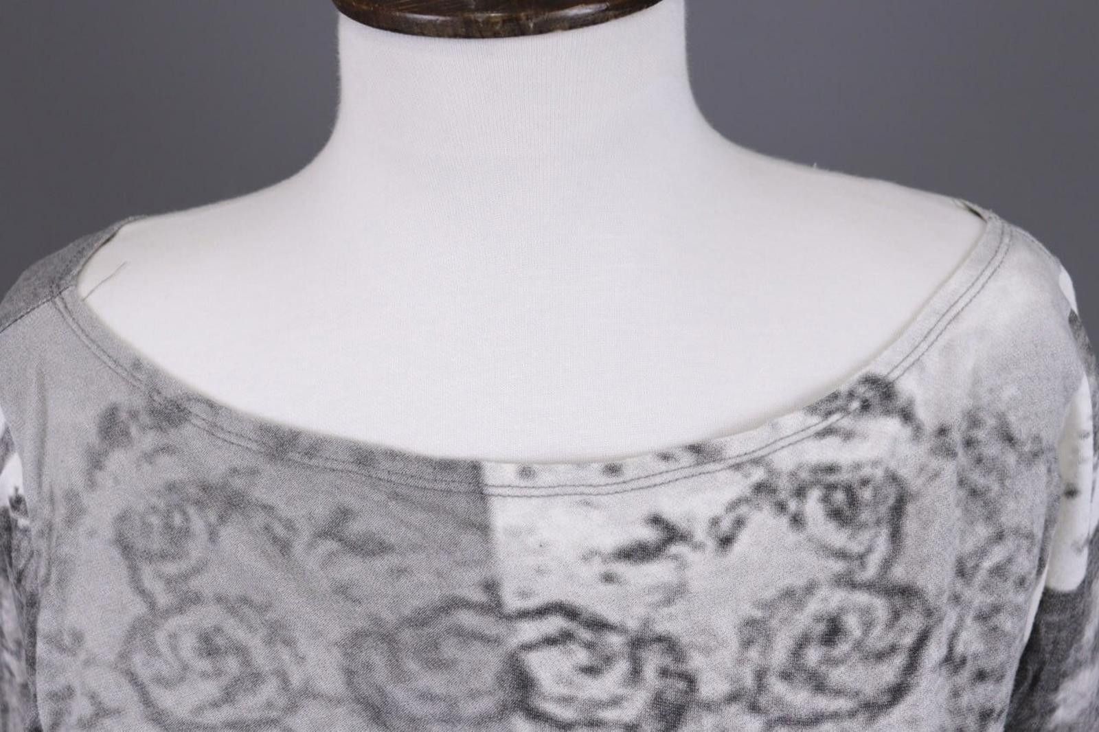 Designer Sarah Pacini Gray Printed Top Shirt One Size Size ONE SIZE - 3 Thumbnail