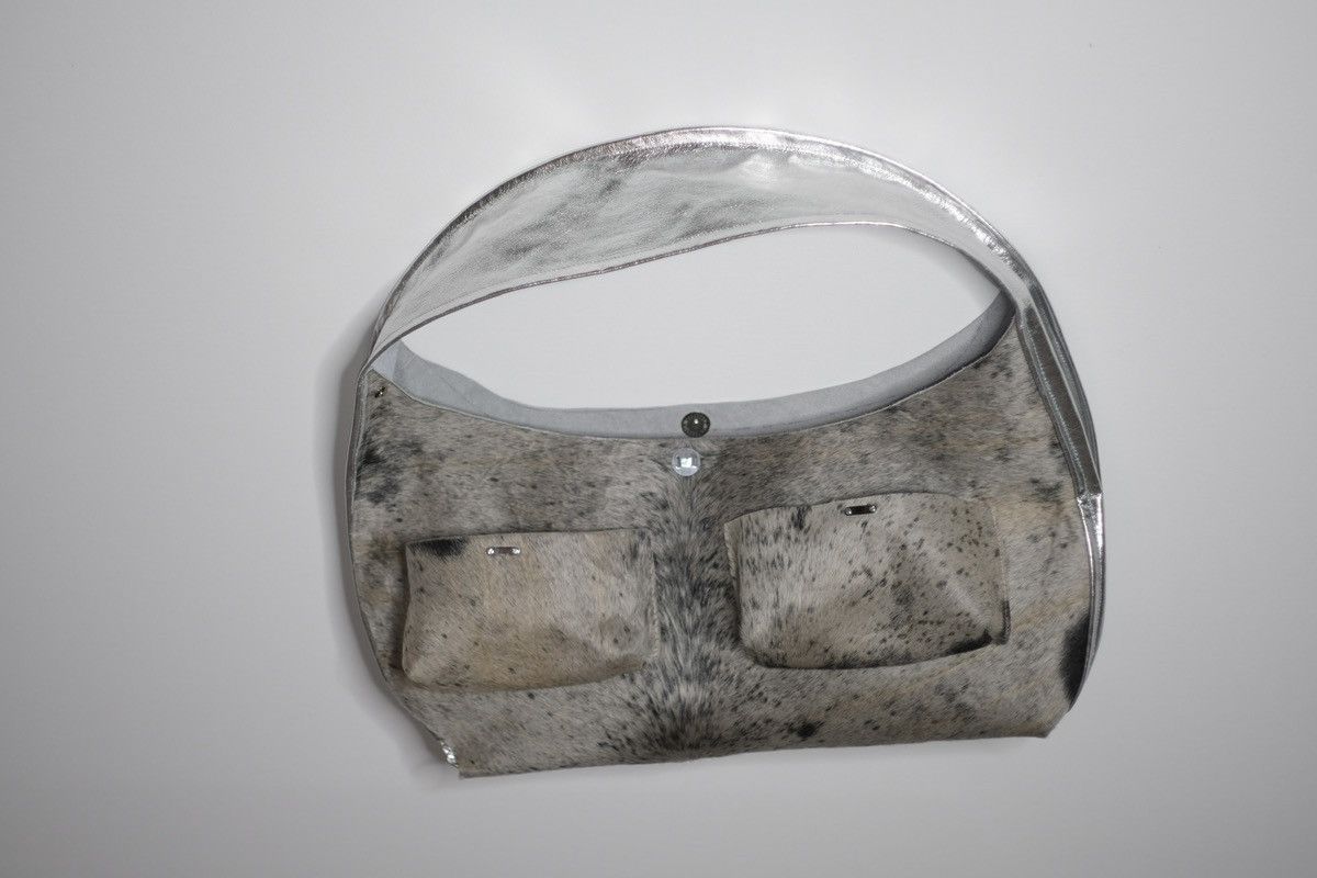 Other Silver line shooper shoulder bag grey cow fur upcycling bag Size ONE SIZE - 9 Thumbnail