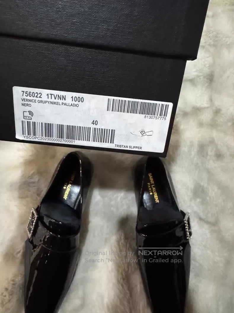 Saint Laurent Paris Saint Laurent Paris Crystal Buckle Loafers Leather Shoes Size US 7 / EU 40 - 6 Thumbnail
