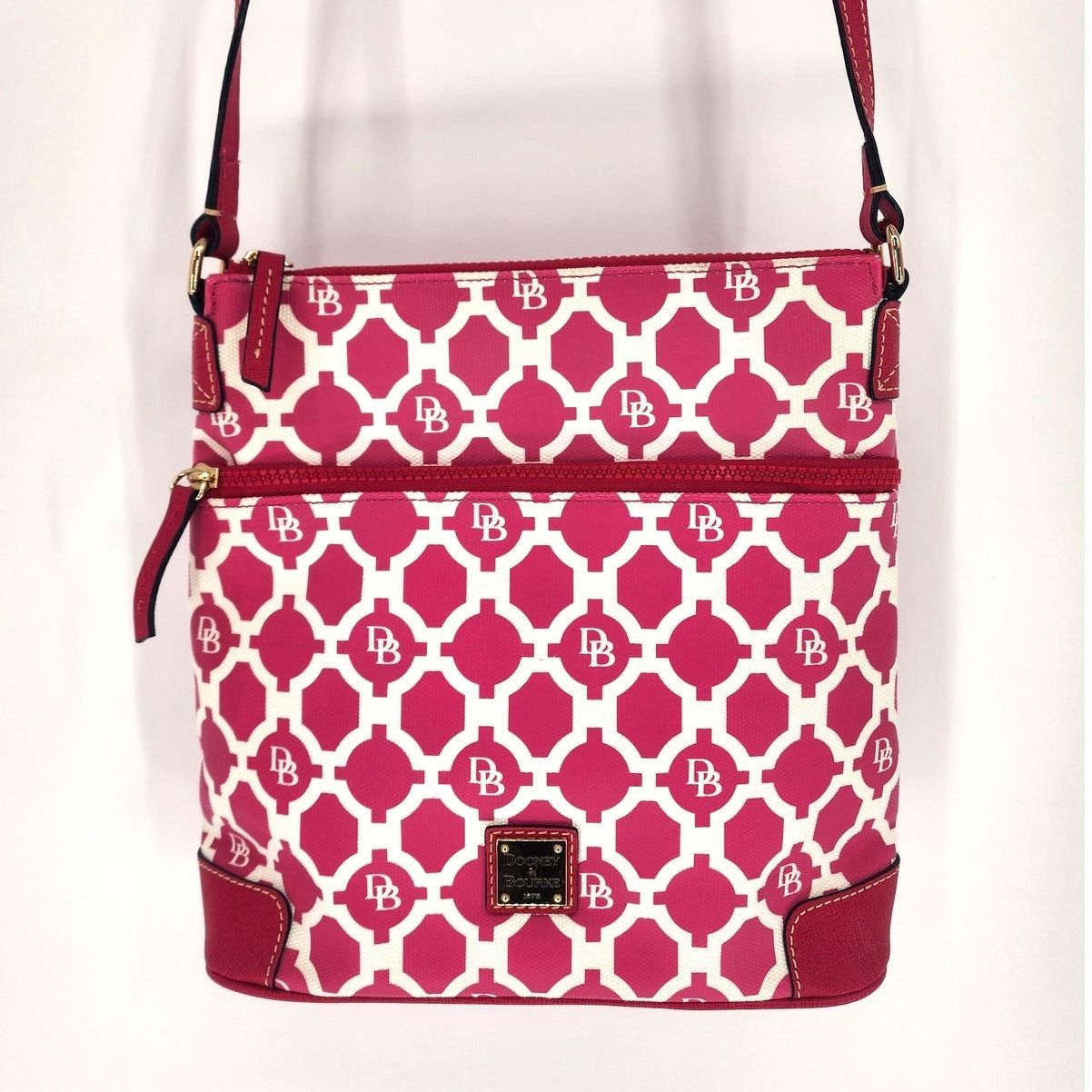 Dooney & Bourke Dooney & Bourke Pink & White Geo Print Canvas Crossbody Size ONE SIZE - 4 Thumbnail