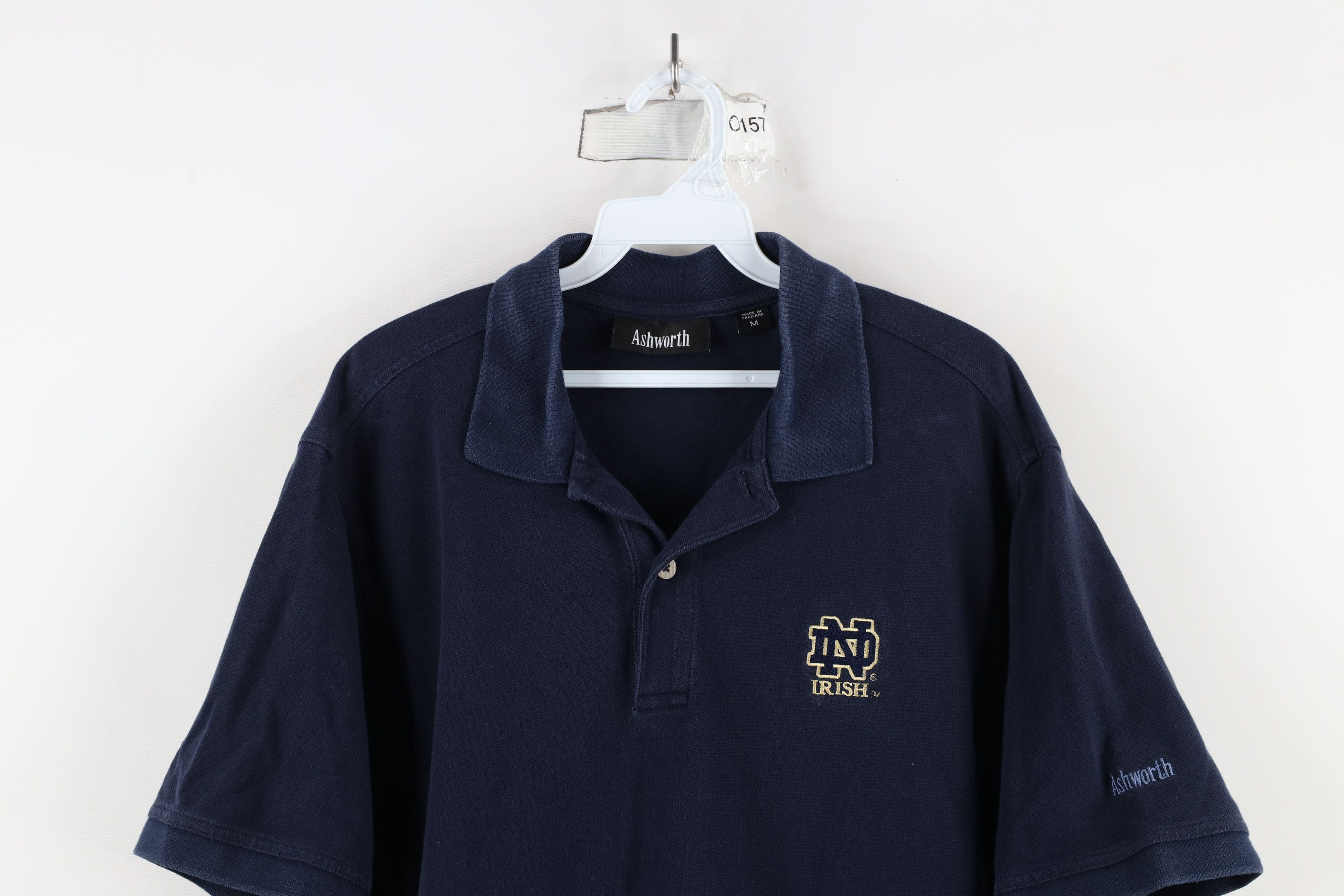 Vintage Vintage 90s Spell Out Notre Dame University Polo Shirt Blue Size US M / EU 48-50 / 2 - 2 Thumbnail