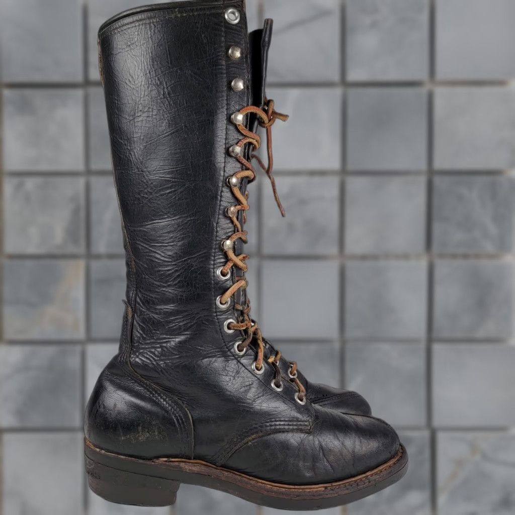 Vintage VINTAGE Good Year Welted Tall Boots Men 9 M Black Logger Sieberling Soles Size US 9 / EU 42 - 1 Thumbnail